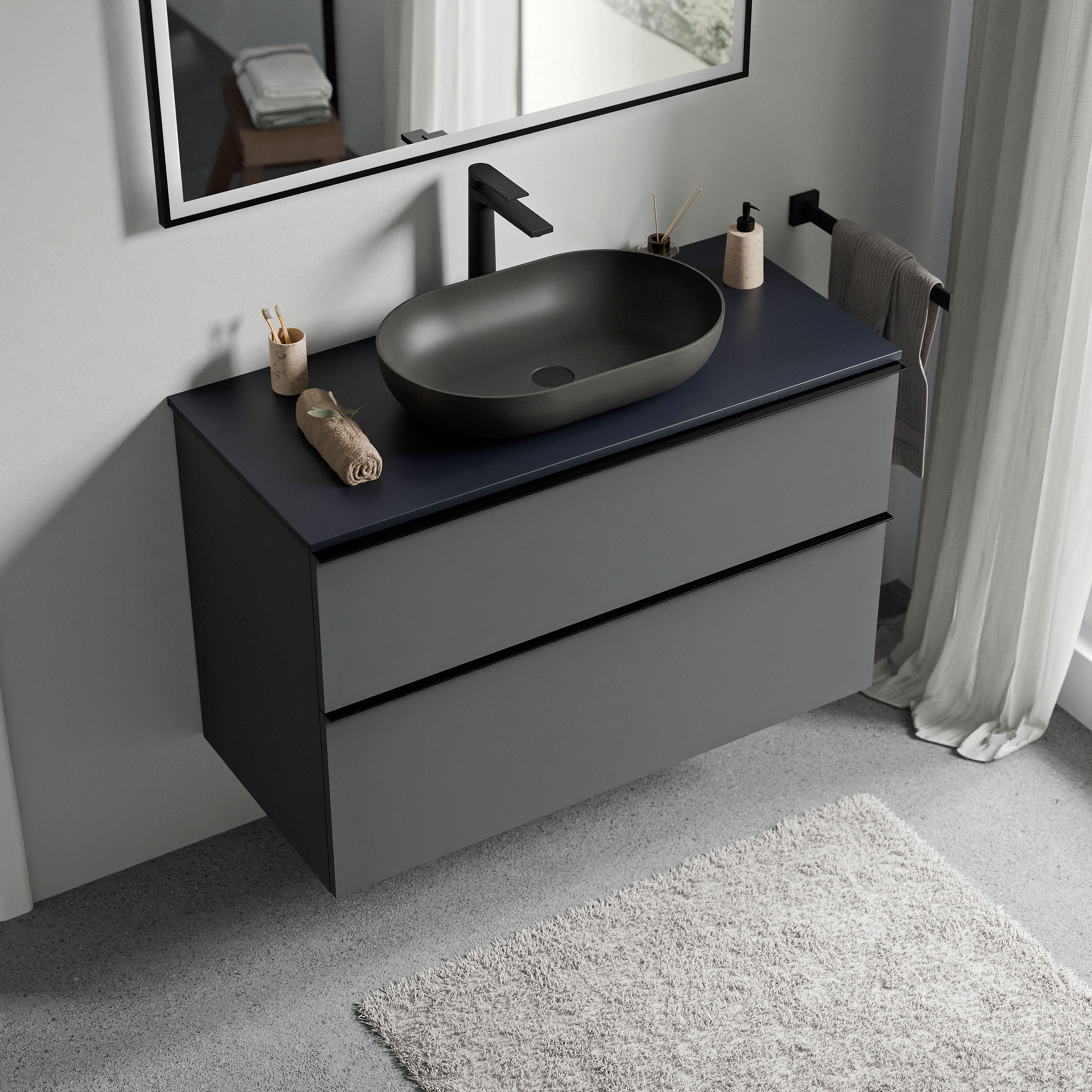 Bathroom furniture vanity unit LAVOA 100 cm for countertop washbasin - colour selectable 169110,169112,169114