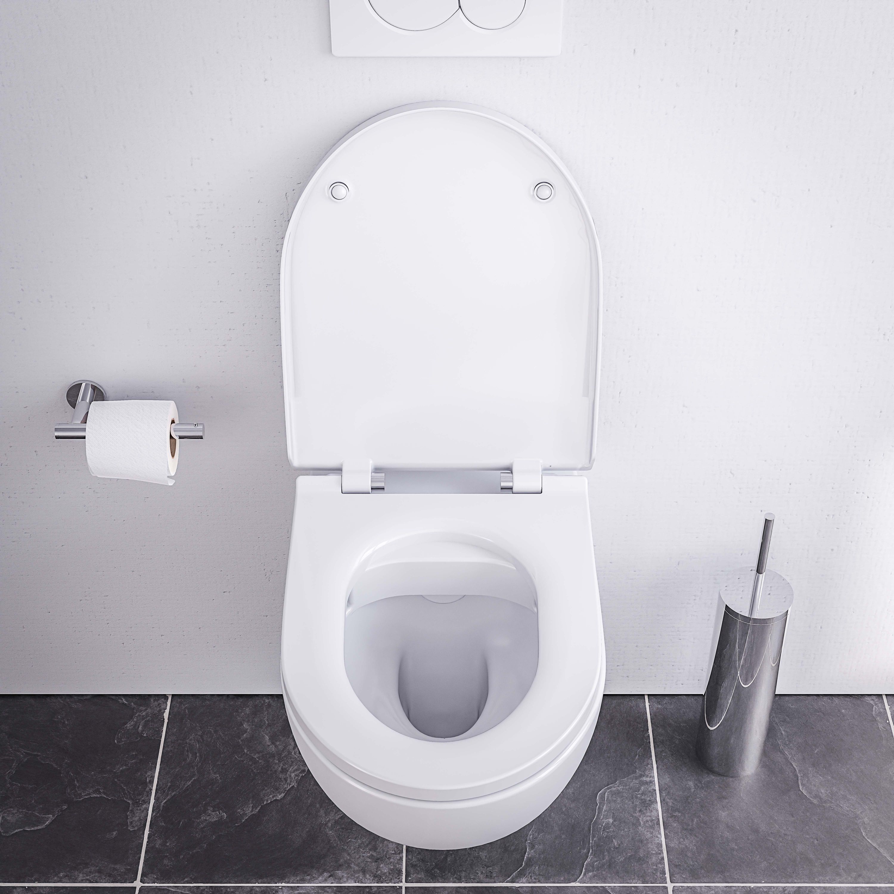 Závěsné WC E-9030 s pomalu padajícím prkénkem Soft-close, rimless - bílá lesklá Závěsné WC E-9030 s pomalu padajícím prkénkem Soft-close, rimless - bílá lesklá