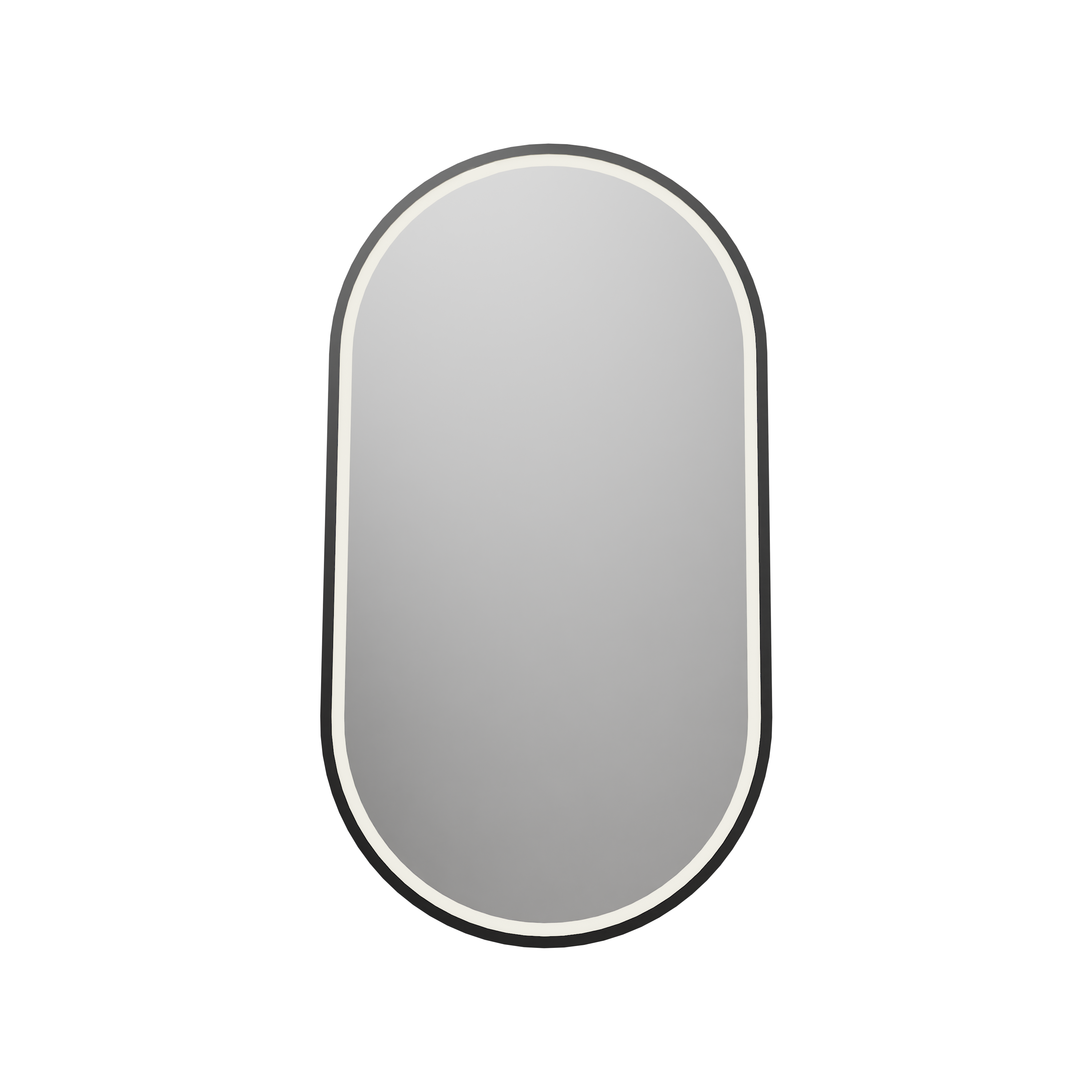 LED-belyst spegel 8144-2.0 Oval - Aluminiumram - Svart matt - Vertikal - Sandblästrad