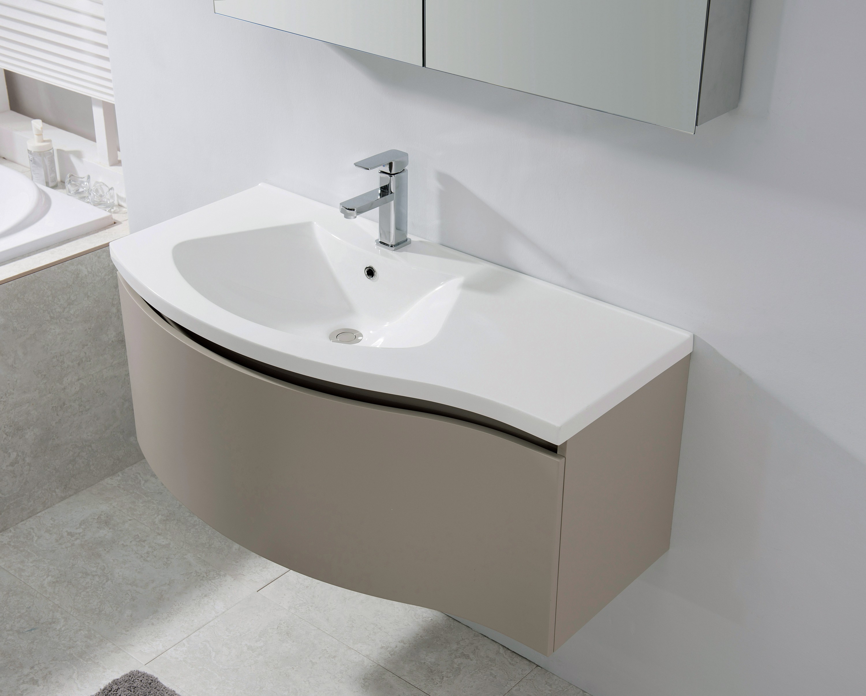 Lena 1000 bathroom furniture set with washbasin - Matt taupe Lena 1000 bathroom furniture set with washbasin - Matt taupe