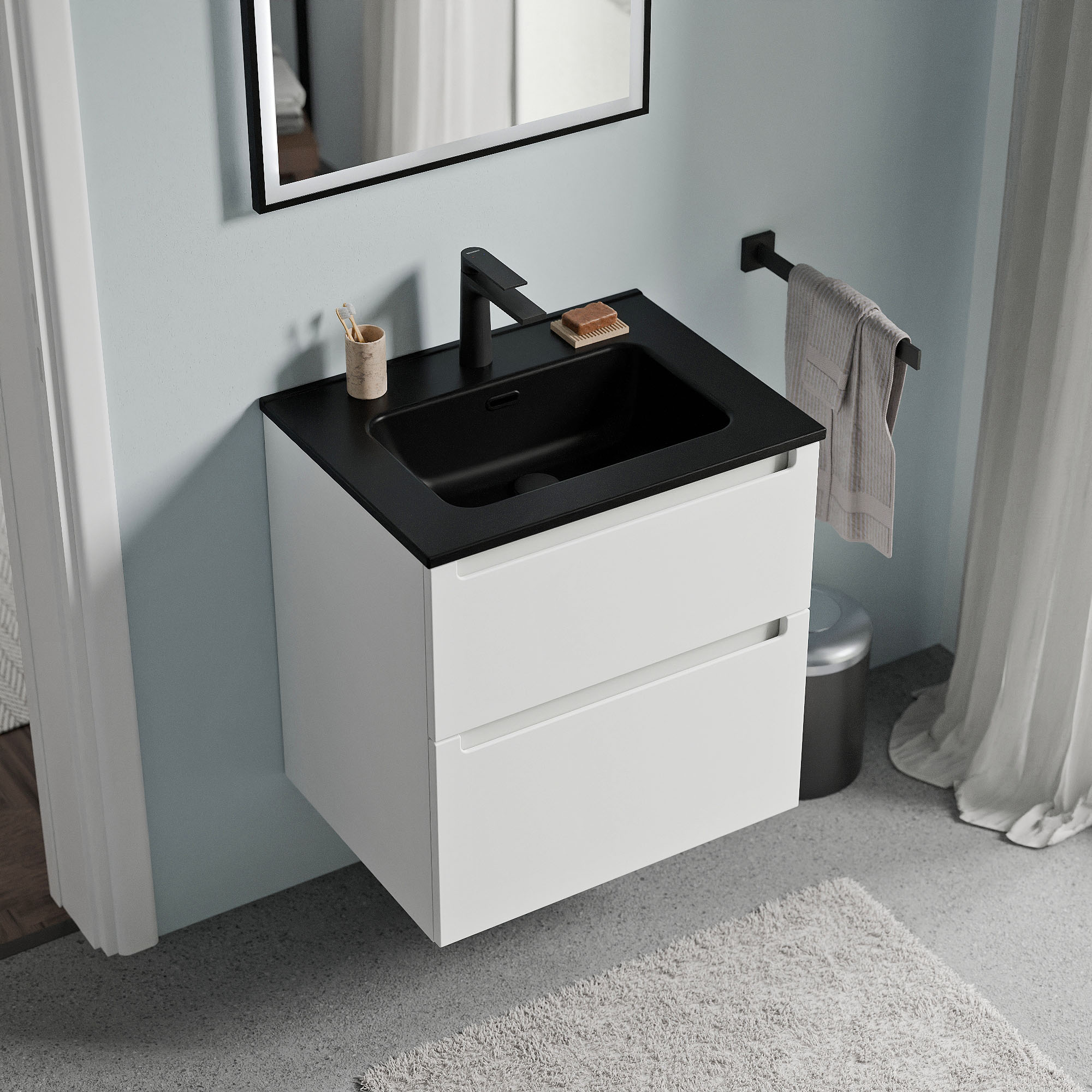 Vanity unit VIREO 60 cm with washbasin black - colour selectable 165925