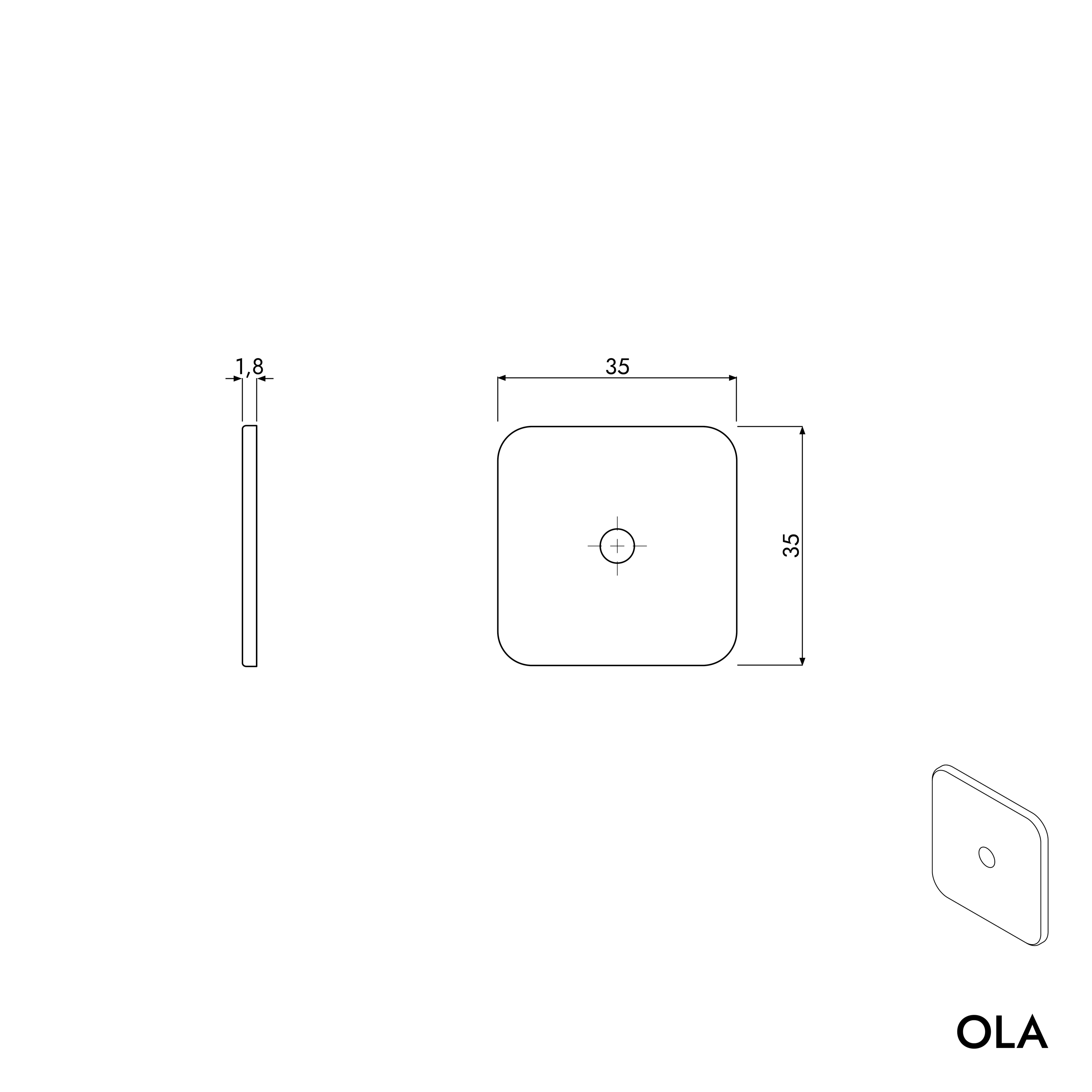Towel hook OLA - Stainless steel - 3.5 x 3.65 cm - Square - Set of 2 Towel hook OLA - Stainless steel - 3.5 x 3.65 cm - Square - Set of 2