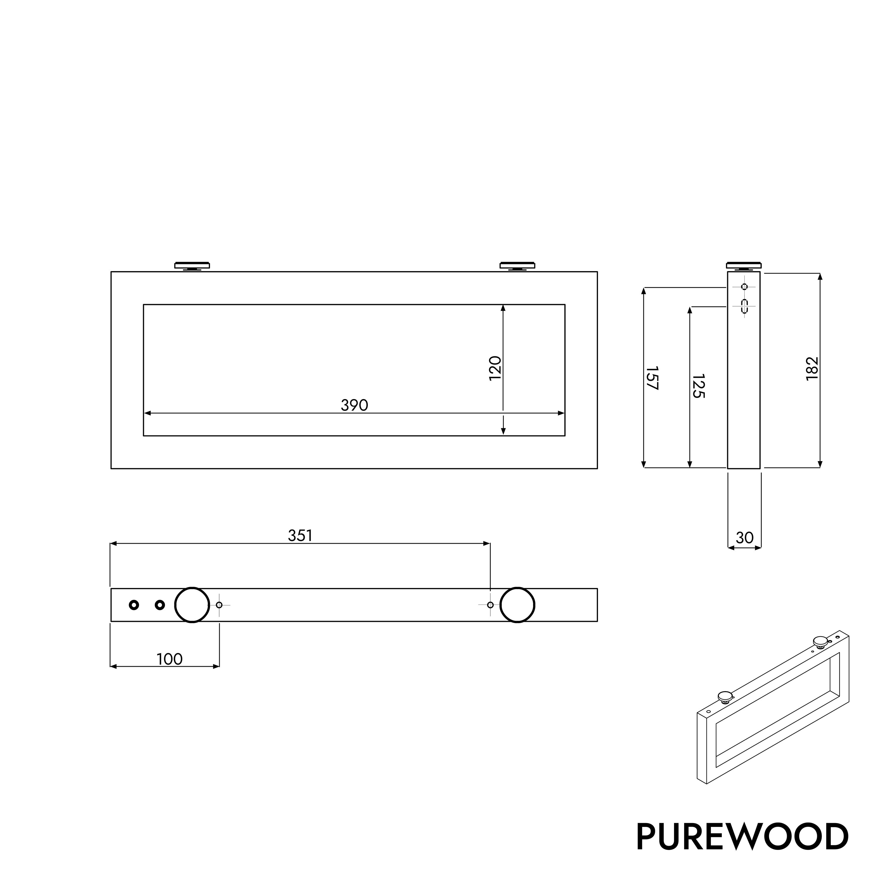 Houten wastafelblad 140 cm PUREWOOD massief eiken met handdoekhouder in chroom Houten wastafelblad 140 cm PUREWOOD massief eiken met handdoekhouder in chroom