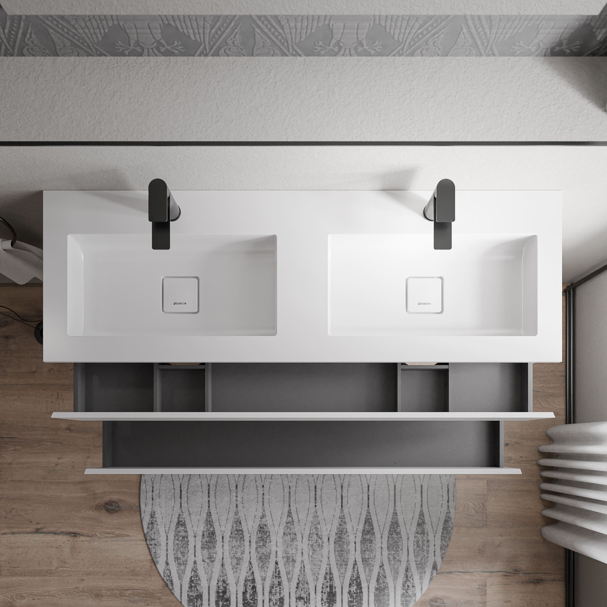 Mueble bajo lavabo AVA 160 cm con lavabo de fundición mineral BRUXELLES - color a elegir 168926
