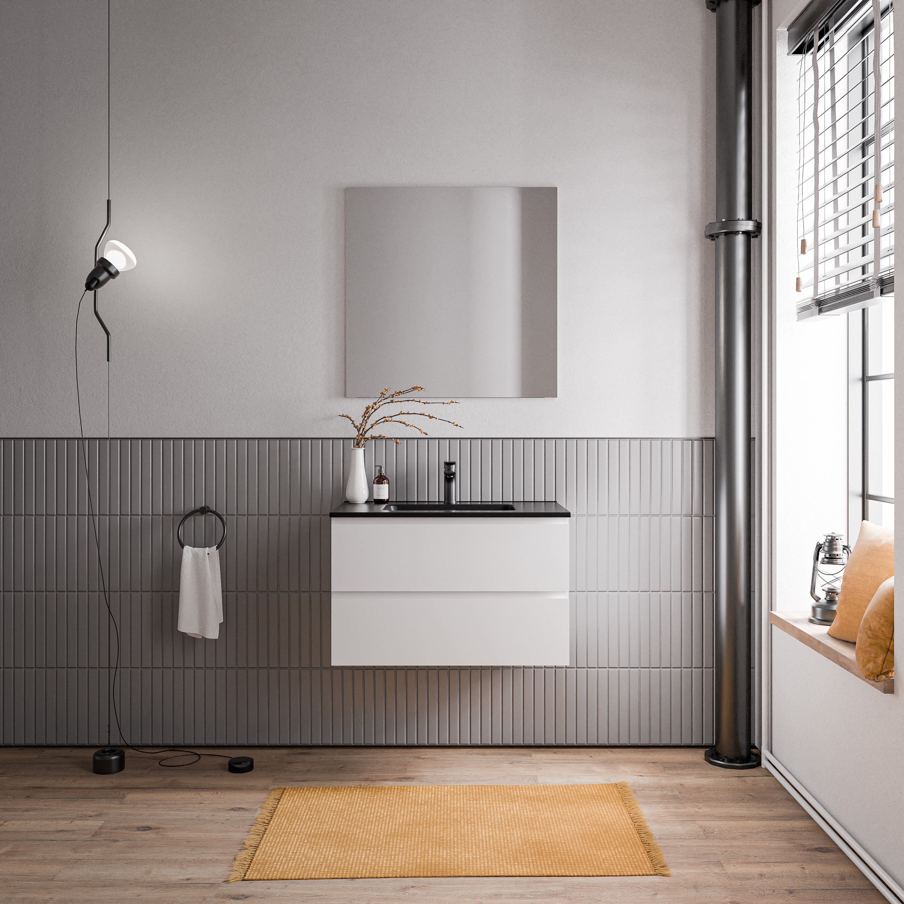 Mueble bajo lavabo AVA 80 cm con lavabo de cerámica - color a elegir 166510