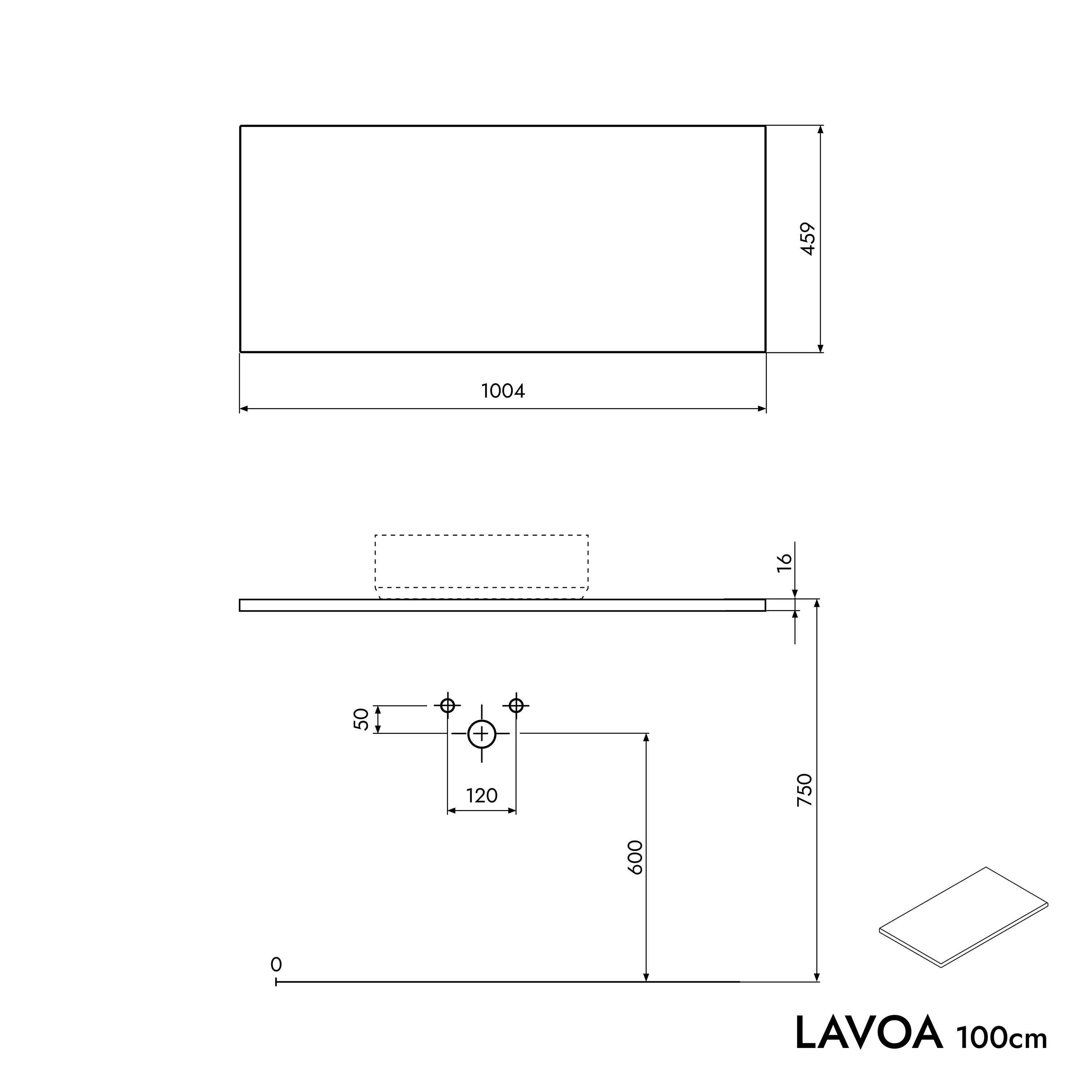 Bathroom furniture vanity unit LAVOA 100 cm for countertop washbasin - colour selectable Bathroom furniture vanity unit LAVOA 100 cm for countertop washbasin - colour selectable