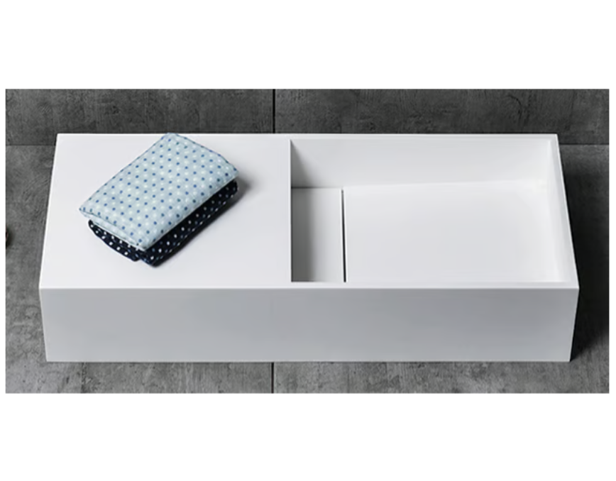 Bacia de Banho de Parede ou Bancada TWG08 de Superfície Sólida com espaço de armazenamento - 75 x 32,5 x 15 cm Bacia de Banho de Parede ou Bancada TWG08 de Superfície Sólida com espaço de armazenamento - 75 x 32,5 x 15 cm