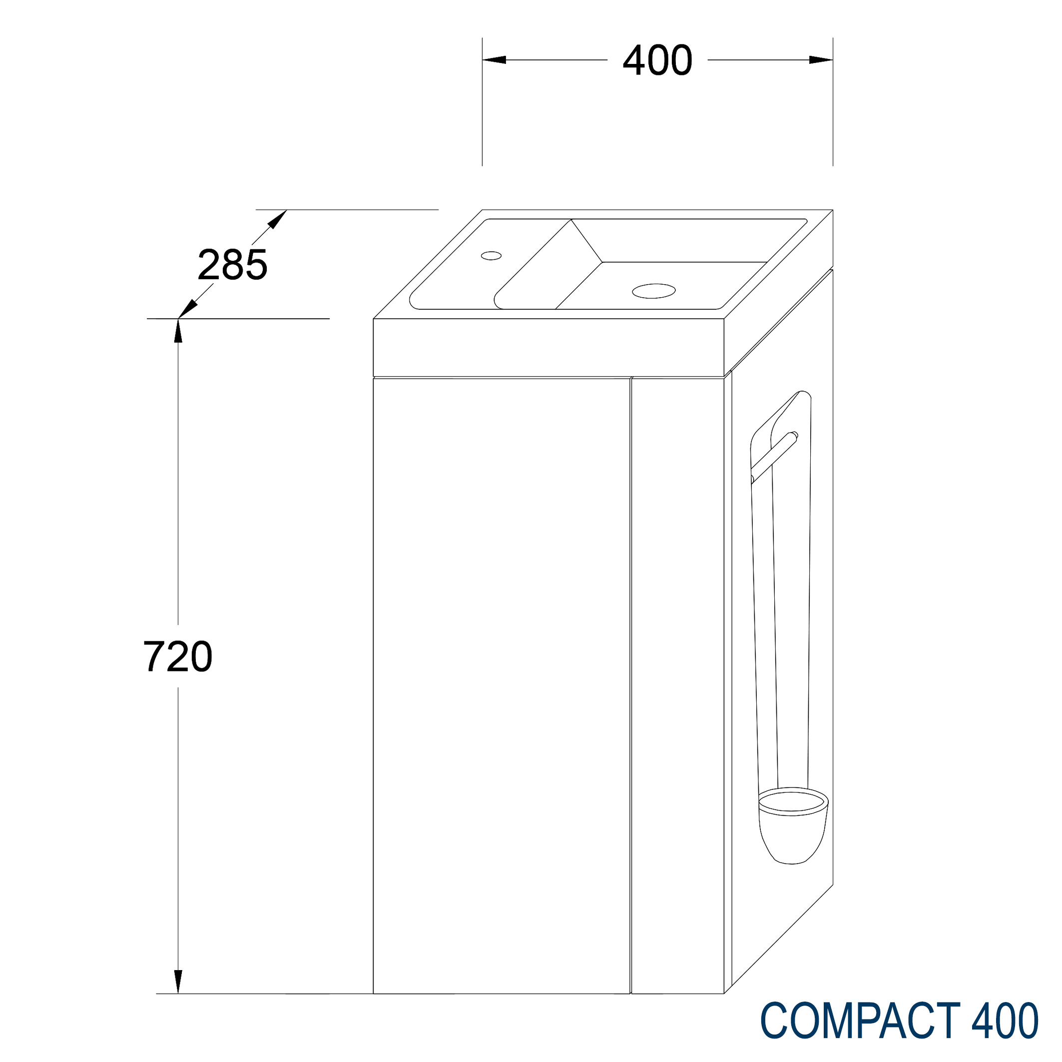 Conjunto de muebles de cuarto de baño Compact 400 para WC de invitados con lavabo - color seleccionable Conjunto de muebles de cuarto de baño Compact 400 para WC de invitados con lavabo - color seleccionable
