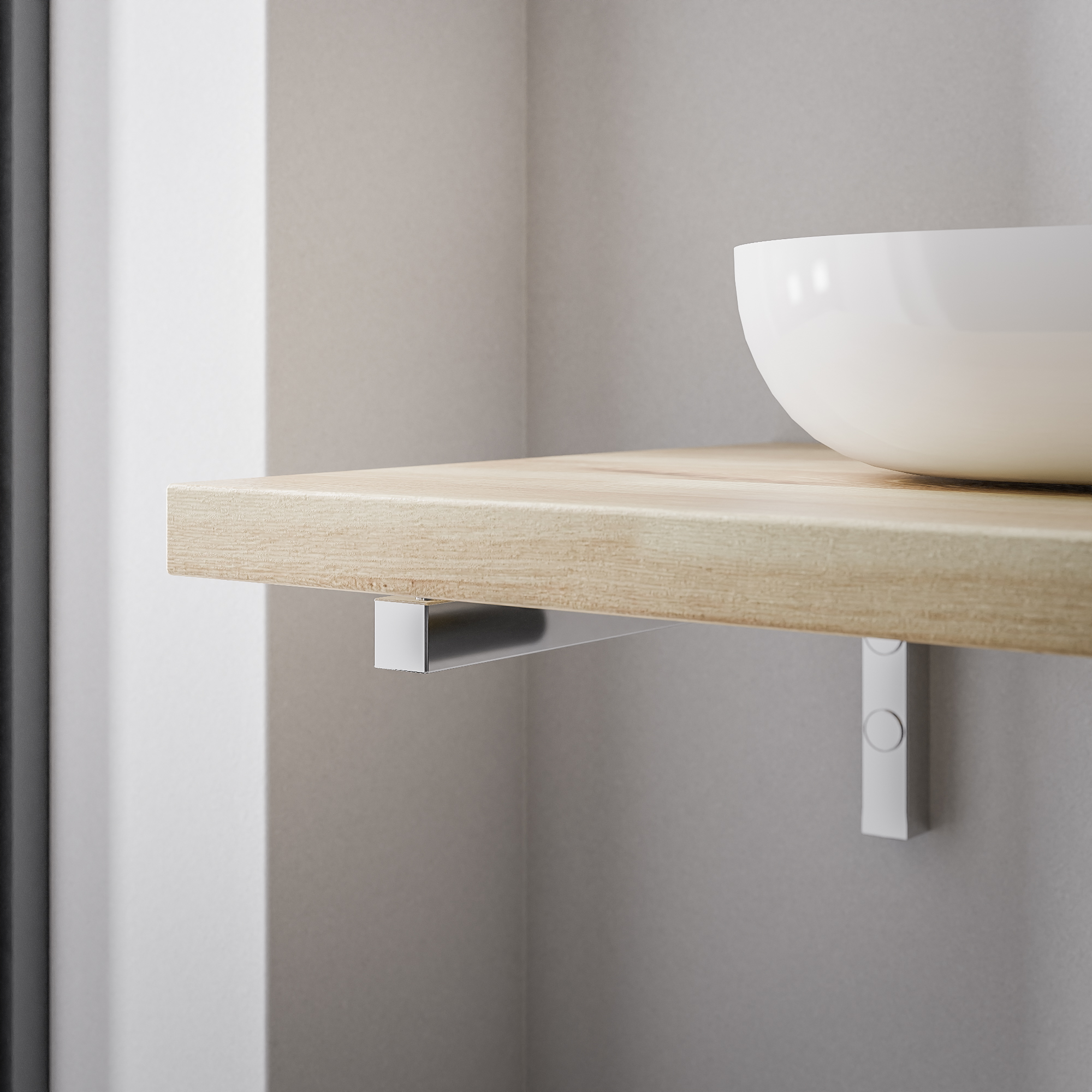Estante de lavabo de roble macizo PUREWOOD con soporte de consola - anchura seleccionable Estante de lavabo de roble macizo PUREWOOD con soporte de consola - anchura seleccionable