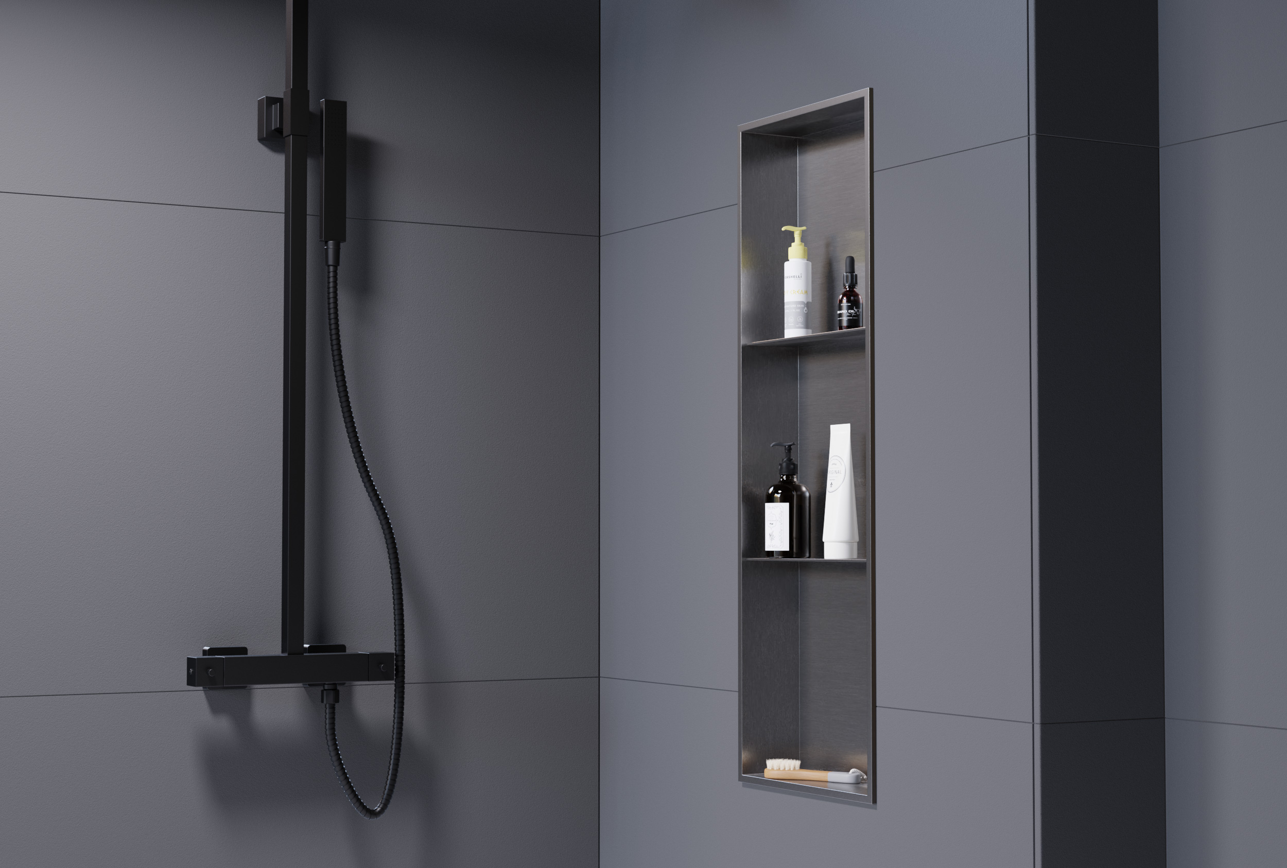 Nicchia da parete NT3090010X con ripiano portaoggetti - in acciaio inox - 30 x 90 x 10 cm (L x A x P) - colore selezionabile Nicchia da parete NT3090010X con ripiano portaoggetti - in acciaio inox - 30 x 90 x 10 cm (L x A x P) - colore selezionabile