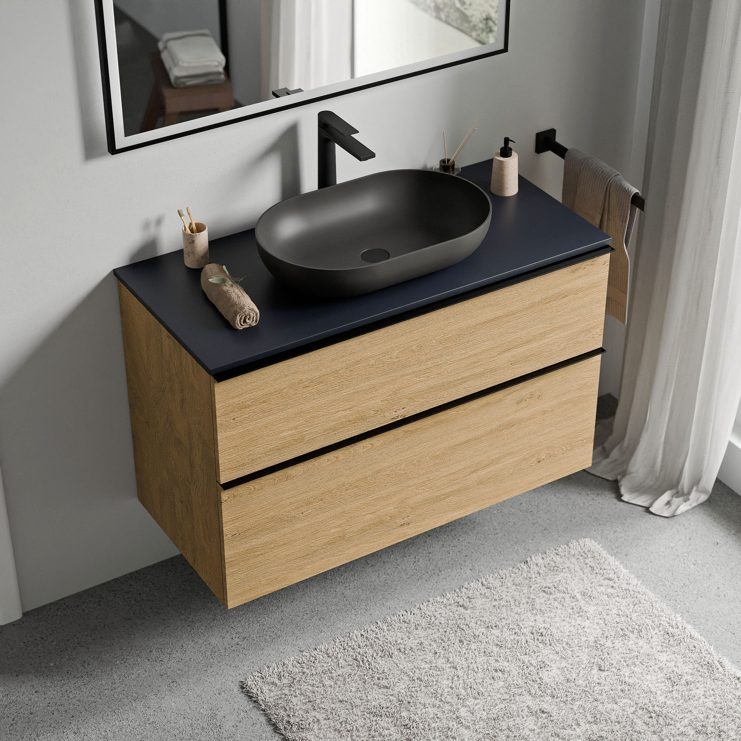 Bathroom furniture vanity unit LAVOA 100 cm for countertop washbasin - colour selectable 169116,169118,169120