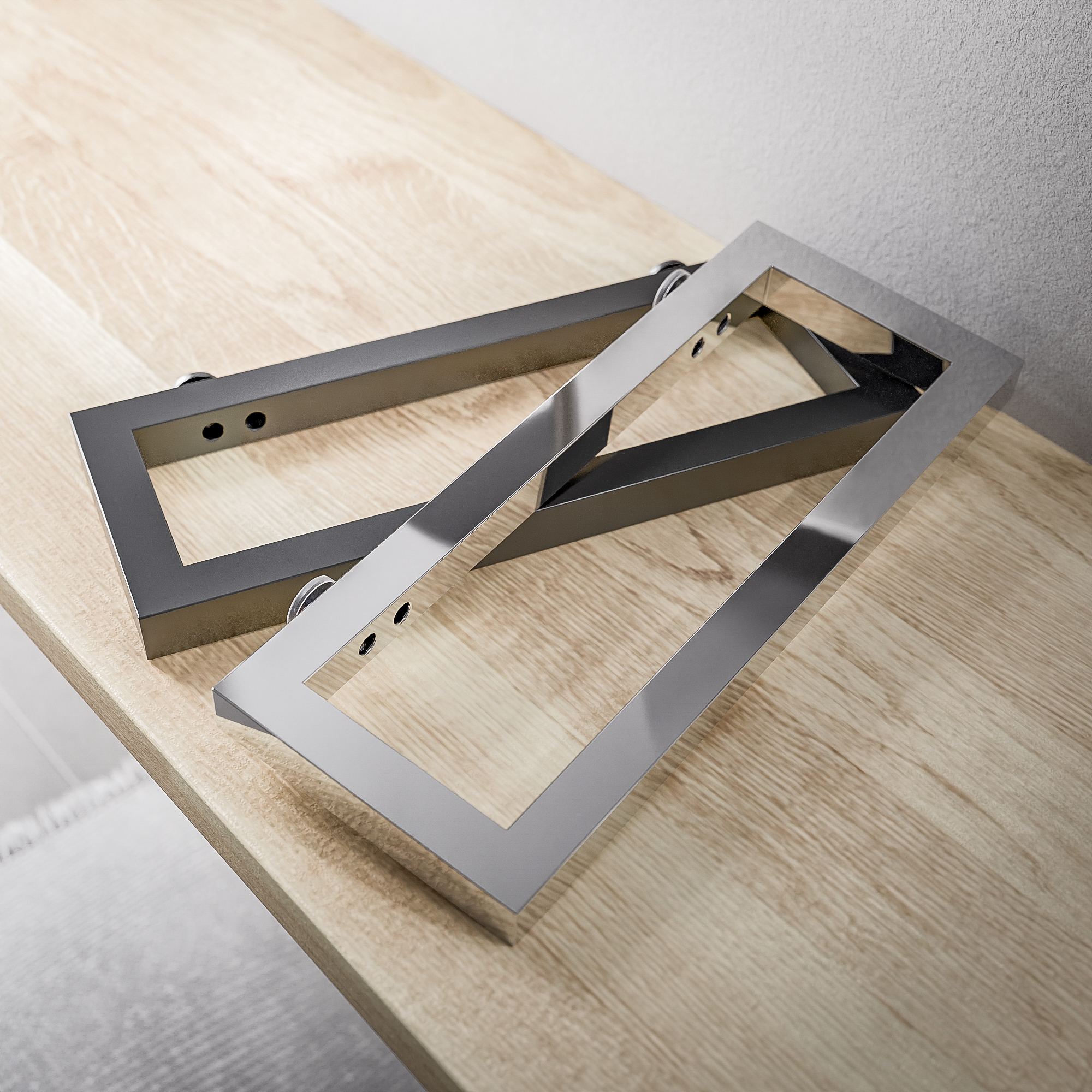 Houten wastafelblad 140 cm PUREWOOD massief eiken met handdoekhouder in chroom Houten wastafelblad 140 cm PUREWOOD massief eiken met handdoekhouder in chroom