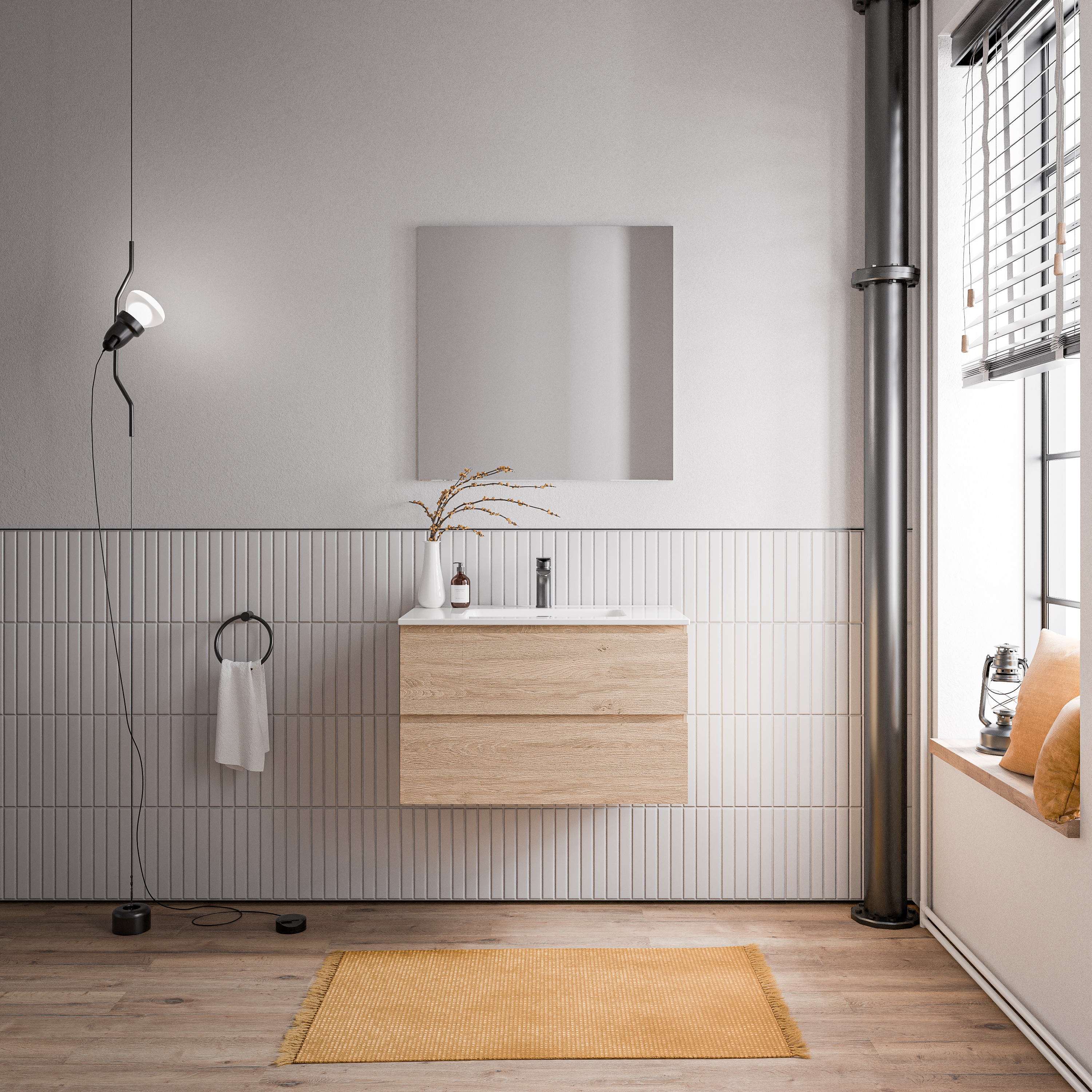 Wastafelonderkast AVA 80 cm met keramische wastafel - kleur selecteerbaar 166511