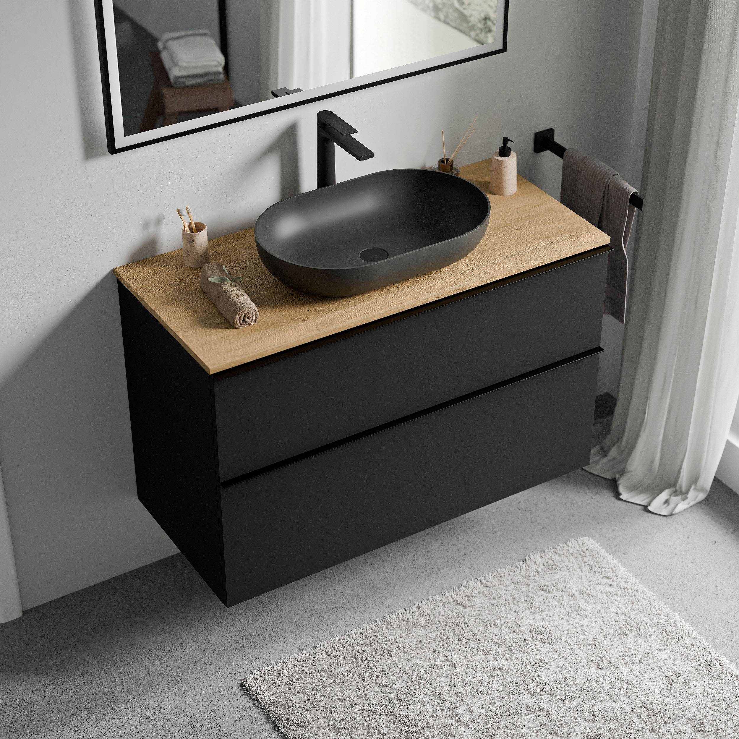 Mobile da bagno LAVOA 80cm per lavabo da appoggio - colore selezionabile 169074,169079,169084