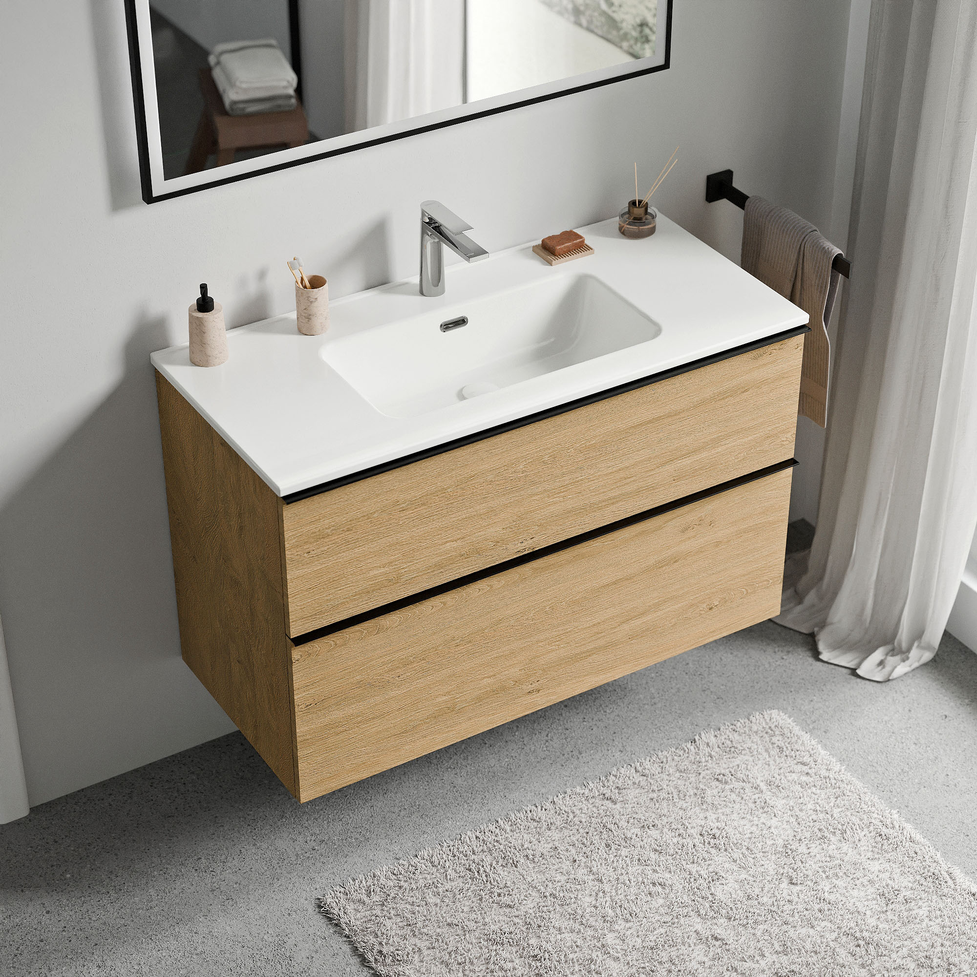 Vanity unit LAVOA 100 cm with washbasin - colour selectable 165780,165782,165784