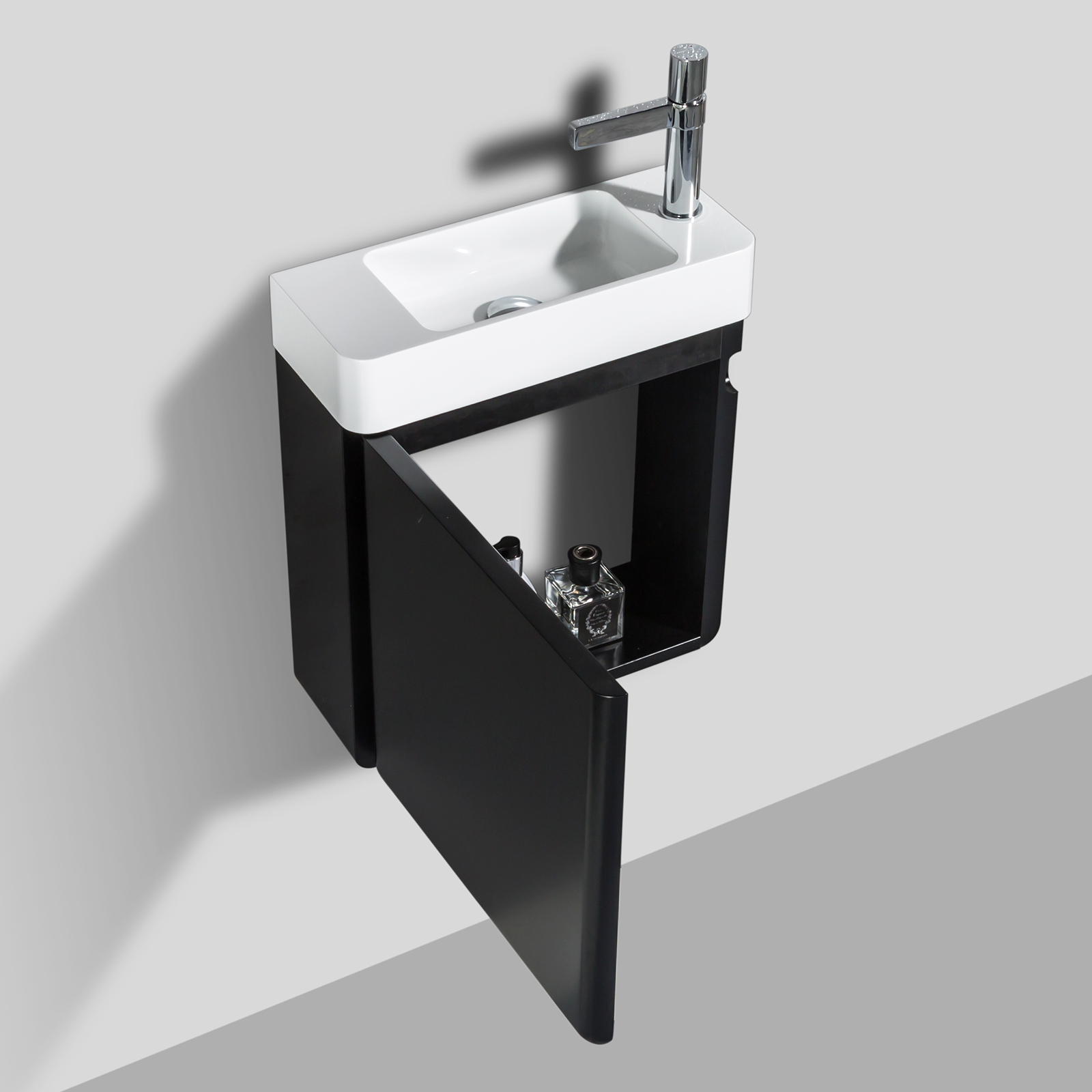 Conjunto de muebles de cuarto de baño CARO 450 para WC de invitados con lavabo empotrado - color seleccionable Conjunto de muebles de cuarto de baño CARO 450 para WC de invitados con lavabo empotrado - color seleccionable