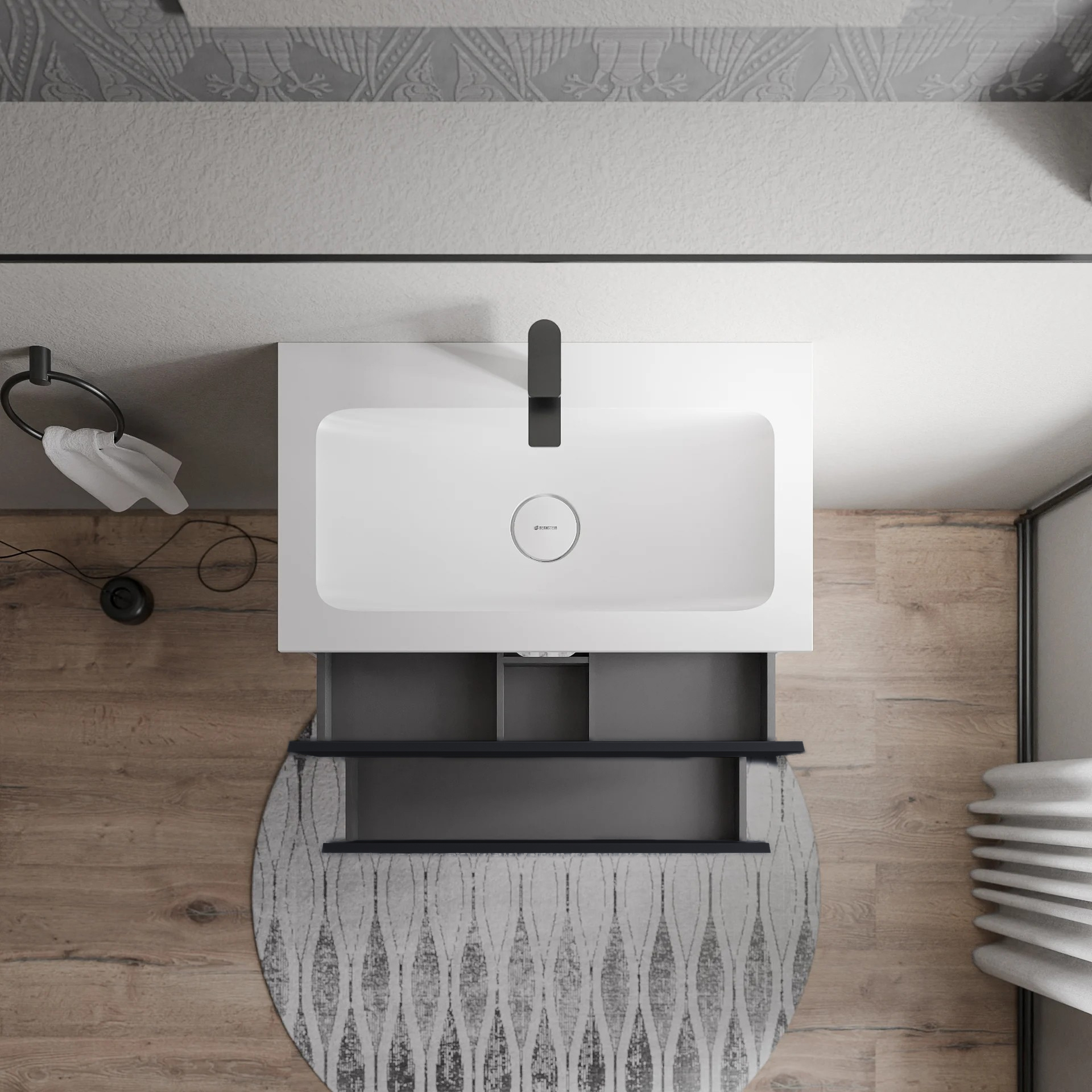 Mobiletto AVA 80 cm con lavabo in mineralguss CREAM - colore selezionabile 168856