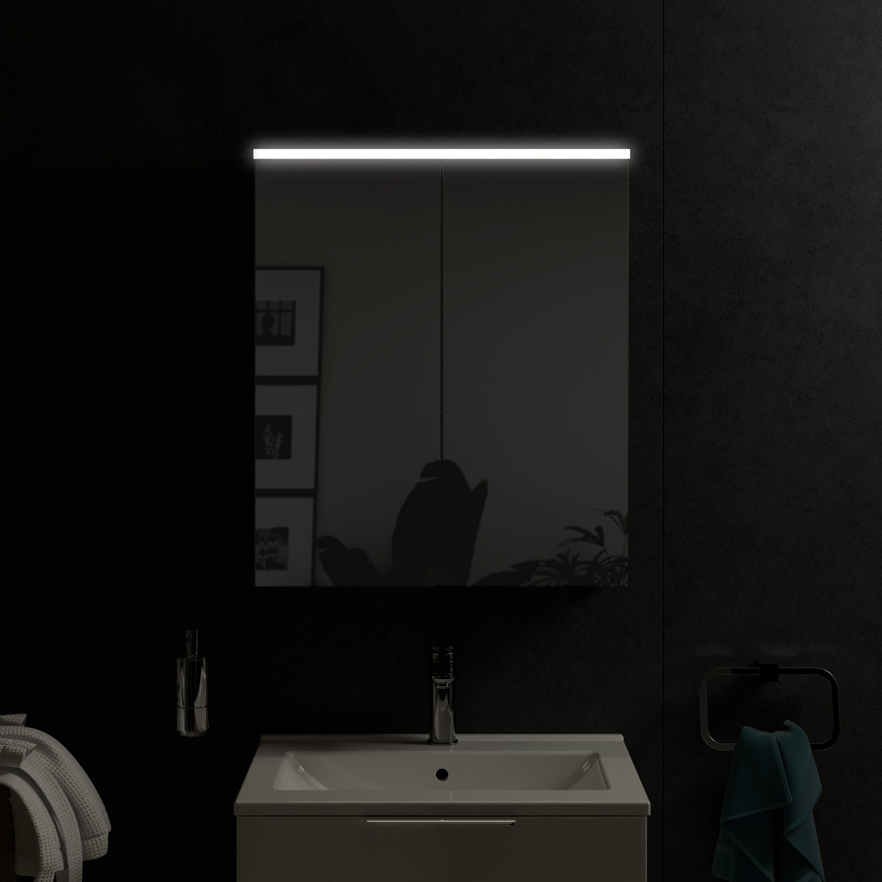 Armário espelho SOLO com iluminação LED - 60 cm - 2 portas - cor selecionável 169751