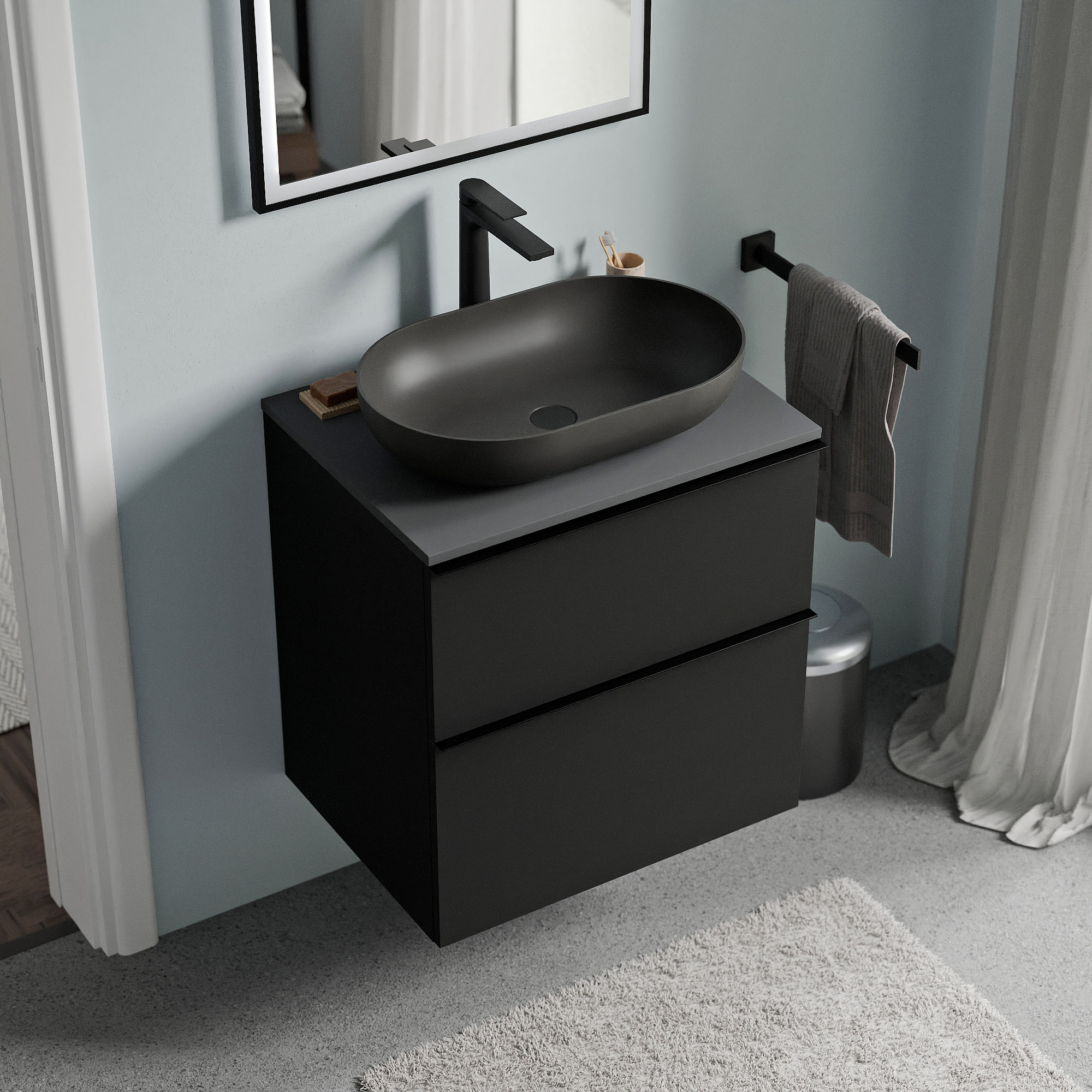 Mobile bagno LAVOA 60 cm per lavabo da appoggio - colore selezionabile 169004,169009,169014