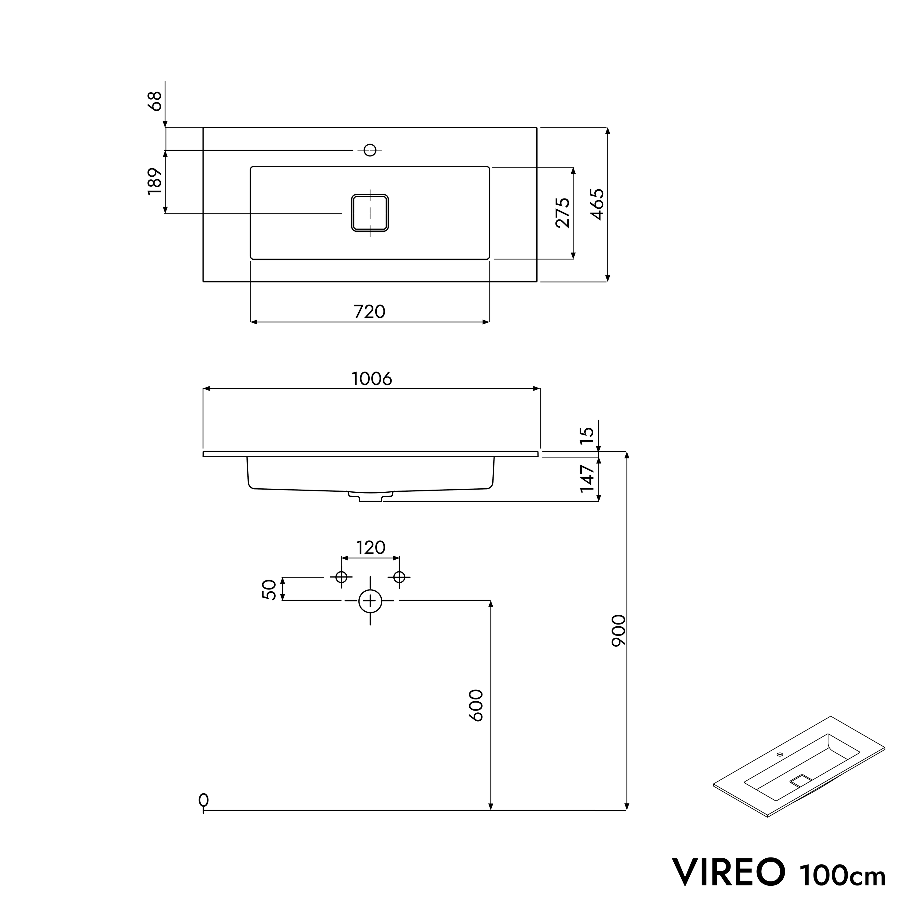 Mueble bajo lavabo VIREO 100 cm con lavabo de fundición mineral BRUXELLES - color a elegir Mueble bajo lavabo VIREO 100 cm con lavabo de fundición mineral BRUXELLES - color a elegir