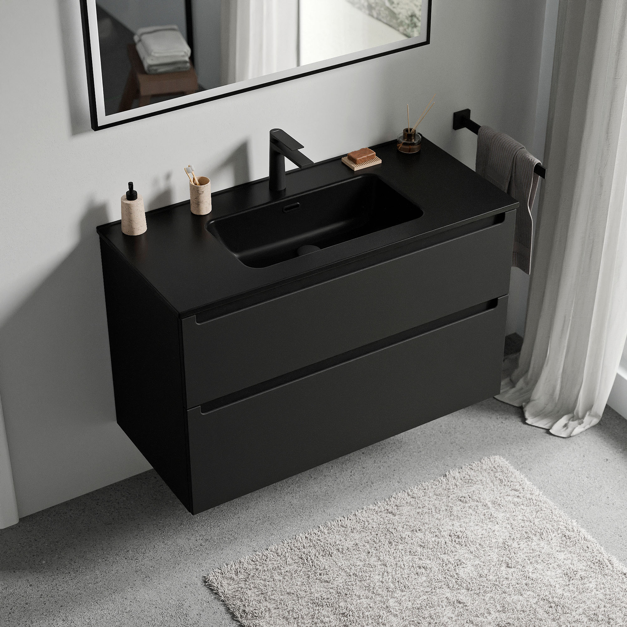 Vanity unit VIREO 100 cm with washbasin black - colour selectable 169899