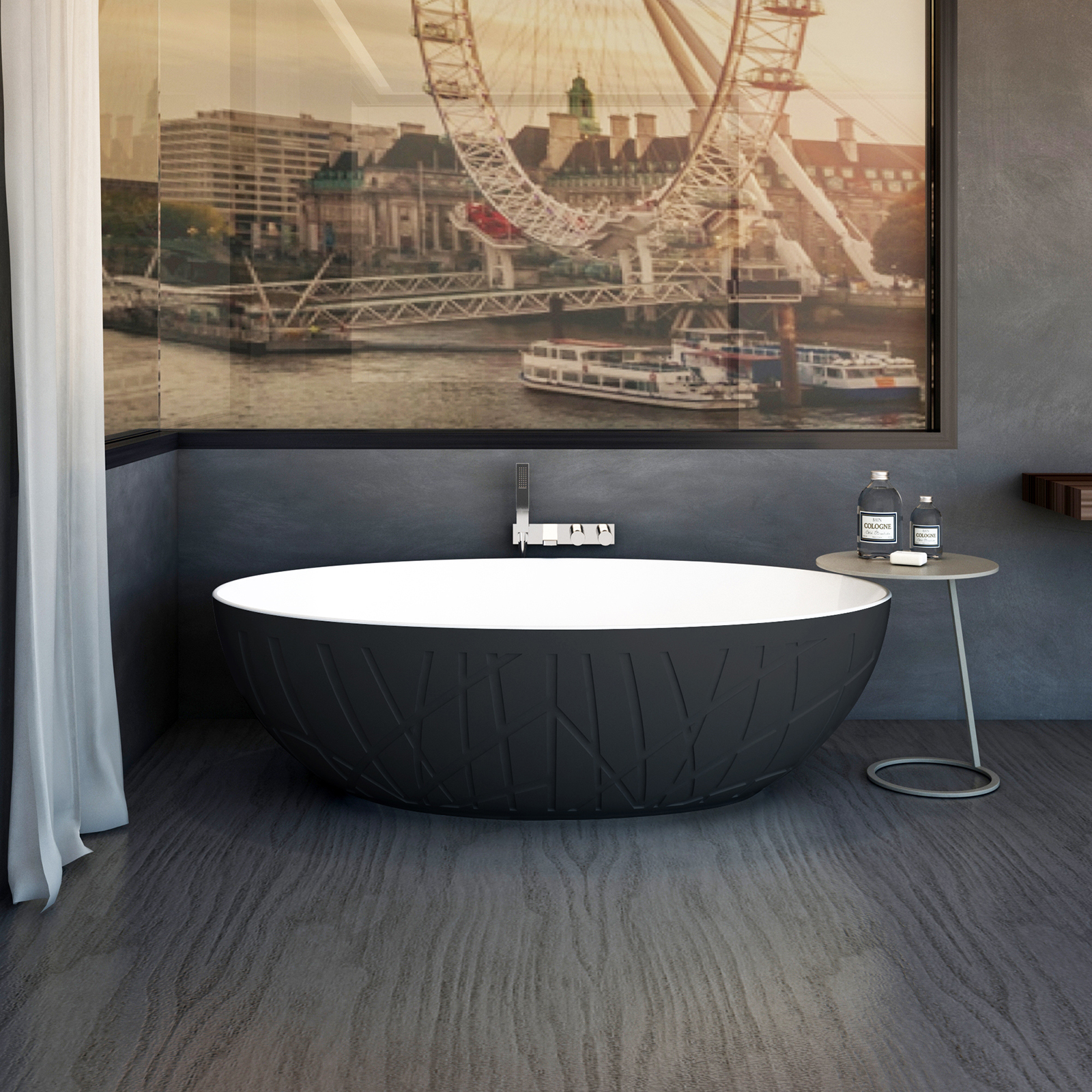 LEO vrijstaand design bad in mineraal gegoten - 170 x 105 x 55 cm - kleur instelbaar LEO vrijstaand design bad in mineraal gegoten - 170 x 105 x 55 cm - kleur instelbaar