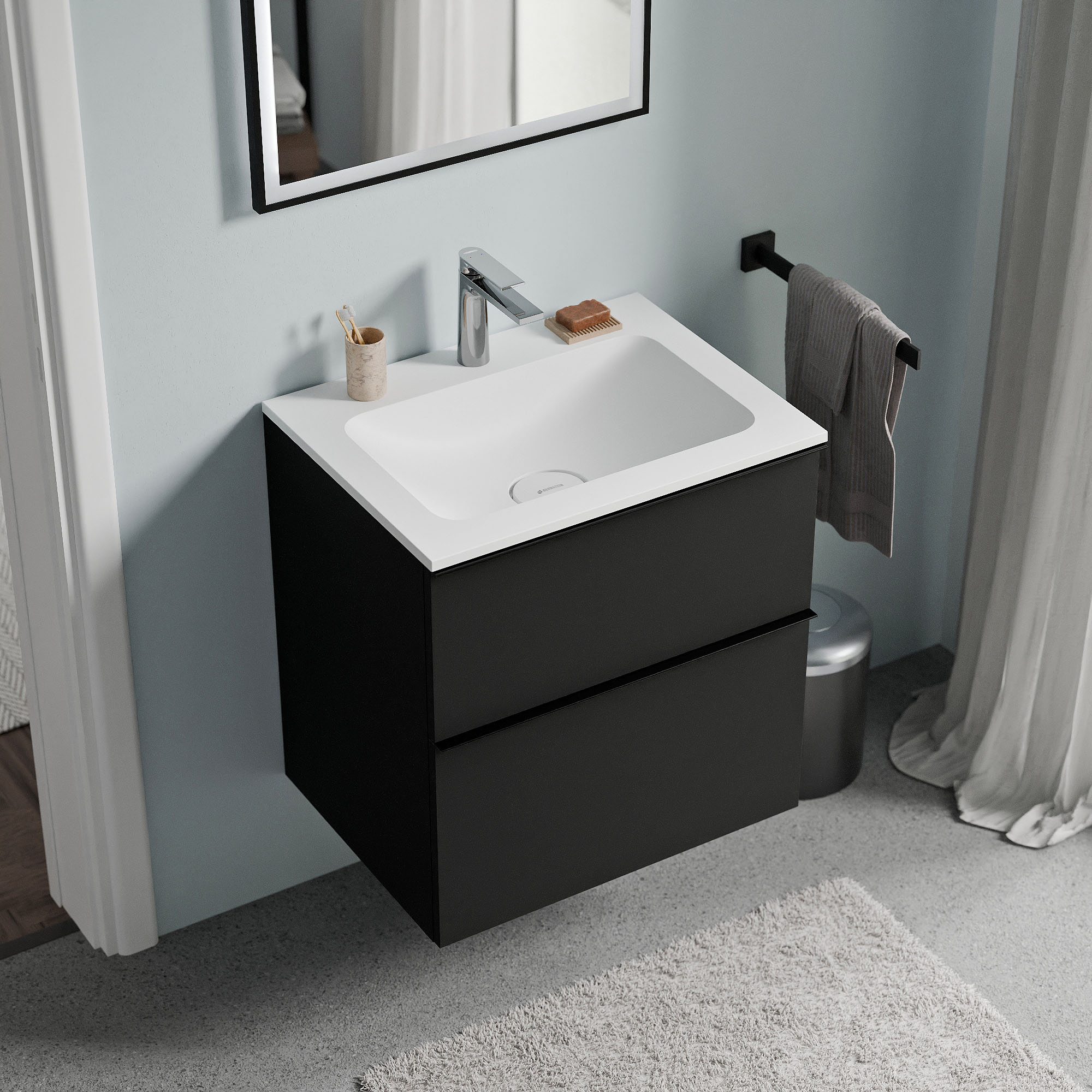 Mobile LAVOA 60 cm con lavabo CREAM in mineralguss - colore selezionabile 169346,169350,169354