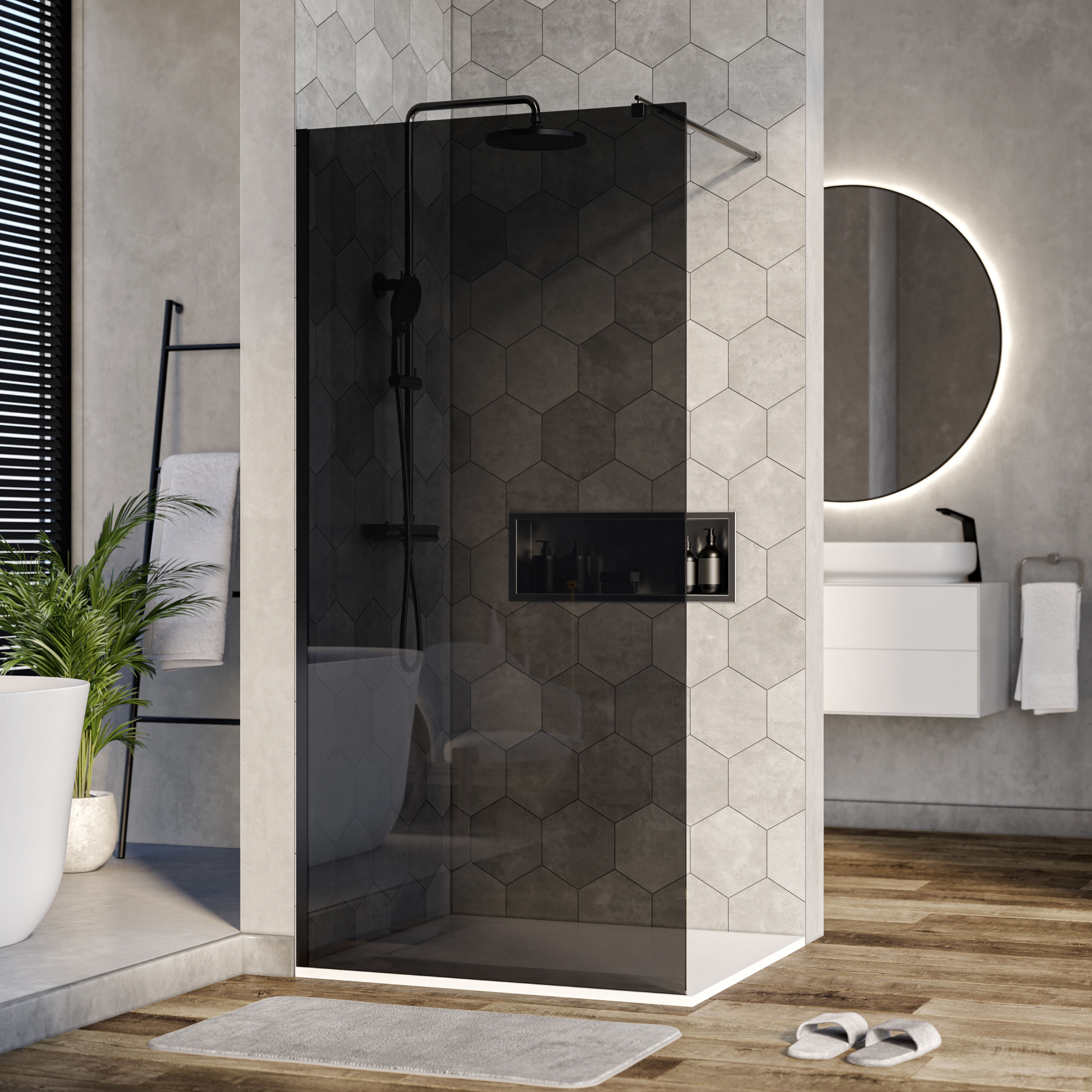 Sprchová zástěna Walk-In EX101 - 8 mm nano šedé sklo - různé šířky