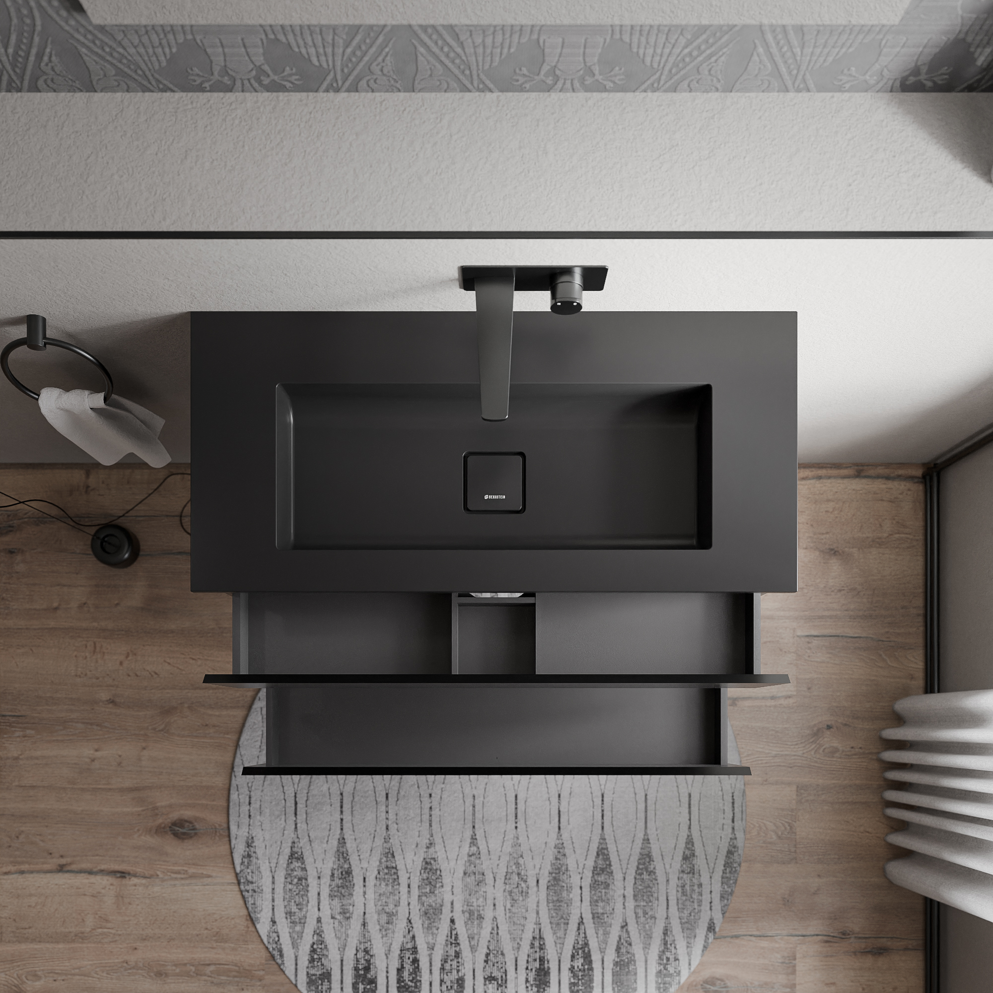Mueble bajo lavabo AVA 100 cm con lavabo de fundición mineral BRUXELLES- color a elegir Mueble bajo lavabo AVA 100 cm con lavabo de fundición mineral BRUXELLES- color a elegir