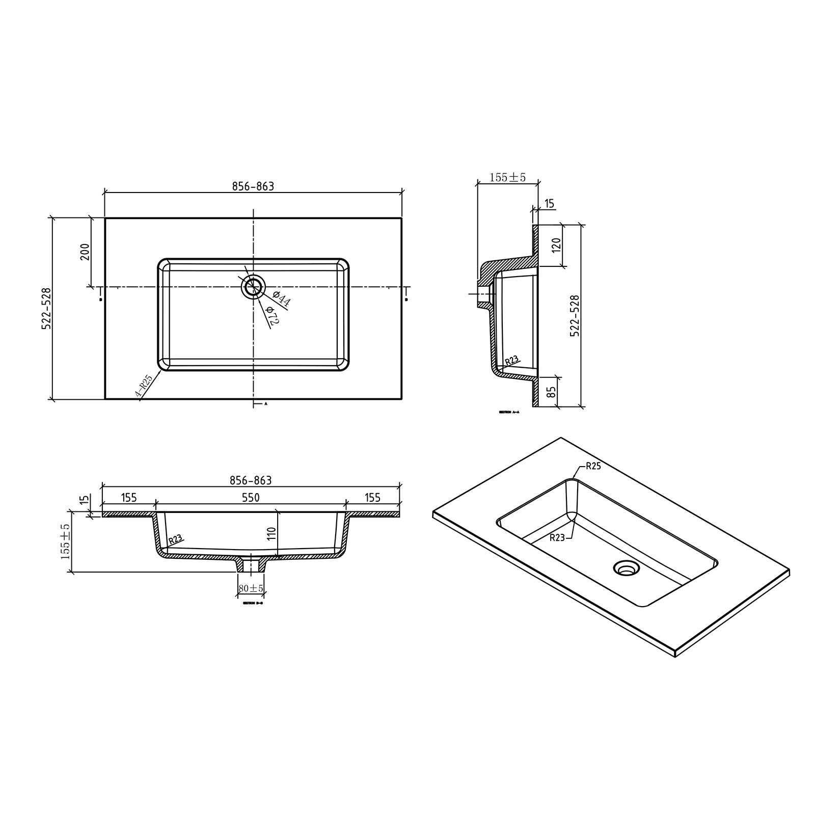 Conjunto de muebles de cuarto de baño EDGE 850 con lavabo - color a elegir Conjunto de muebles de cuarto de baño EDGE 850 con lavabo - color a elegir