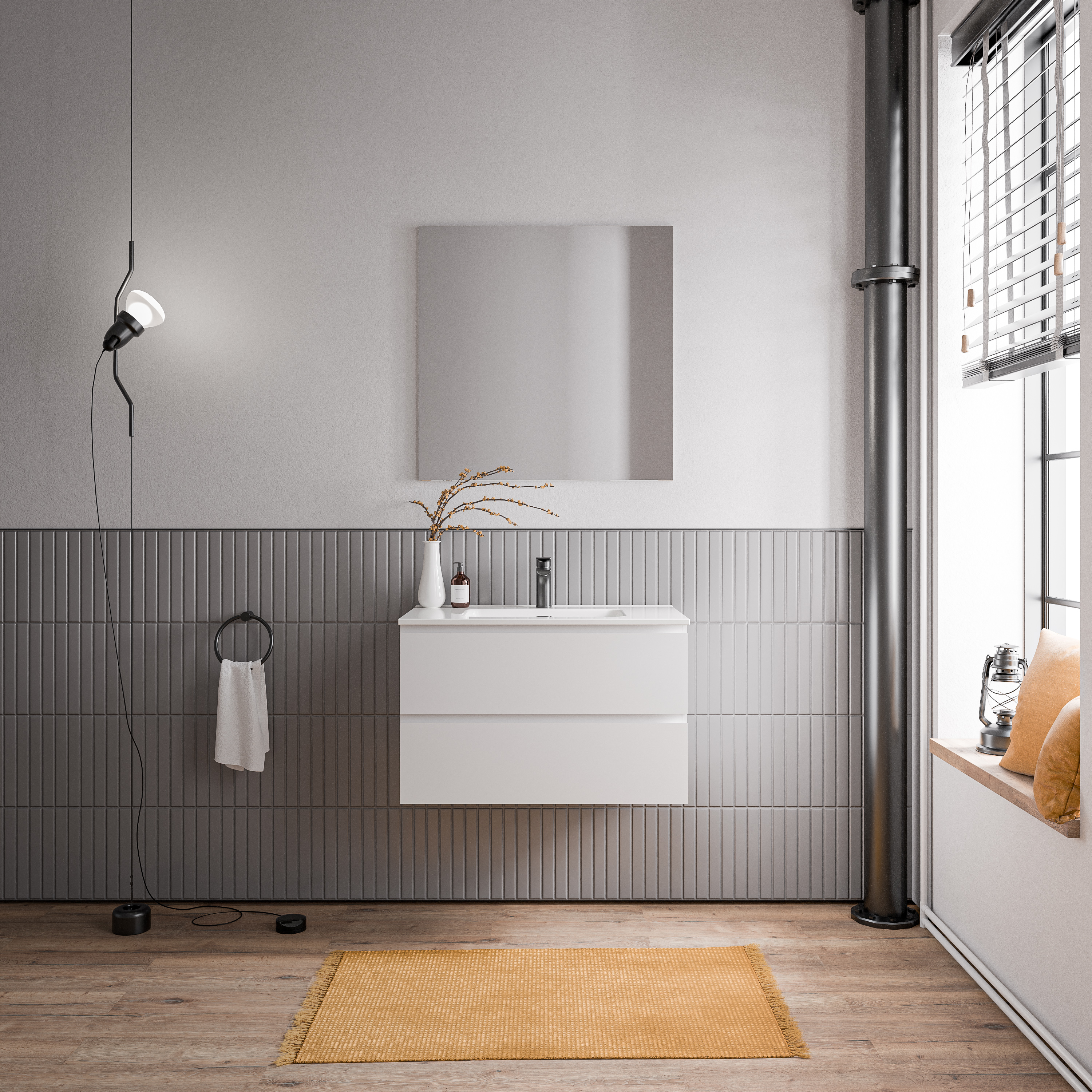 Mueble bajo lavabo AVA 80 cm con lavabo de cerámica - color a elegir 166509