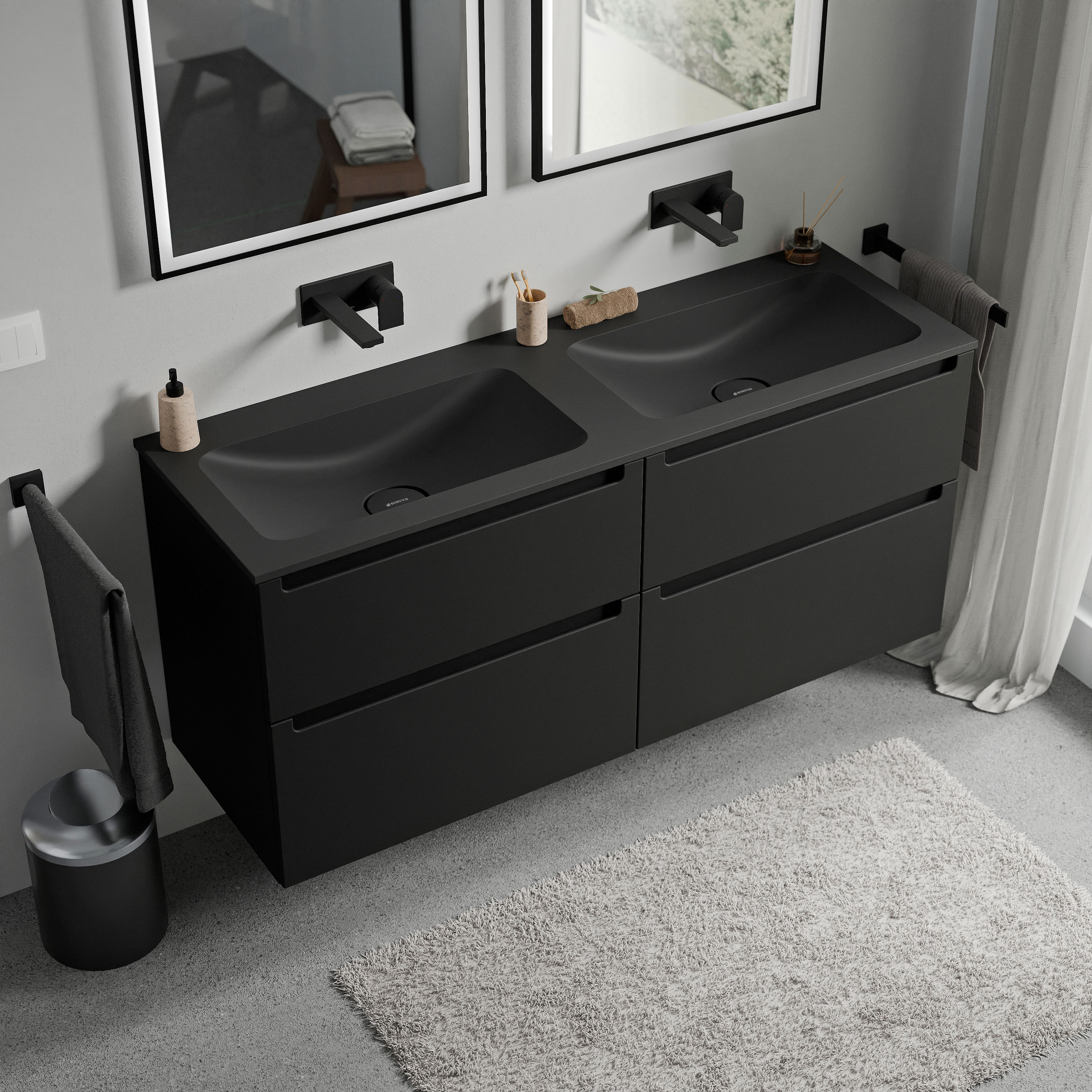 VIREO base unit 120 cm with mineral cast washbasin CREAM - colour selectable 170056
