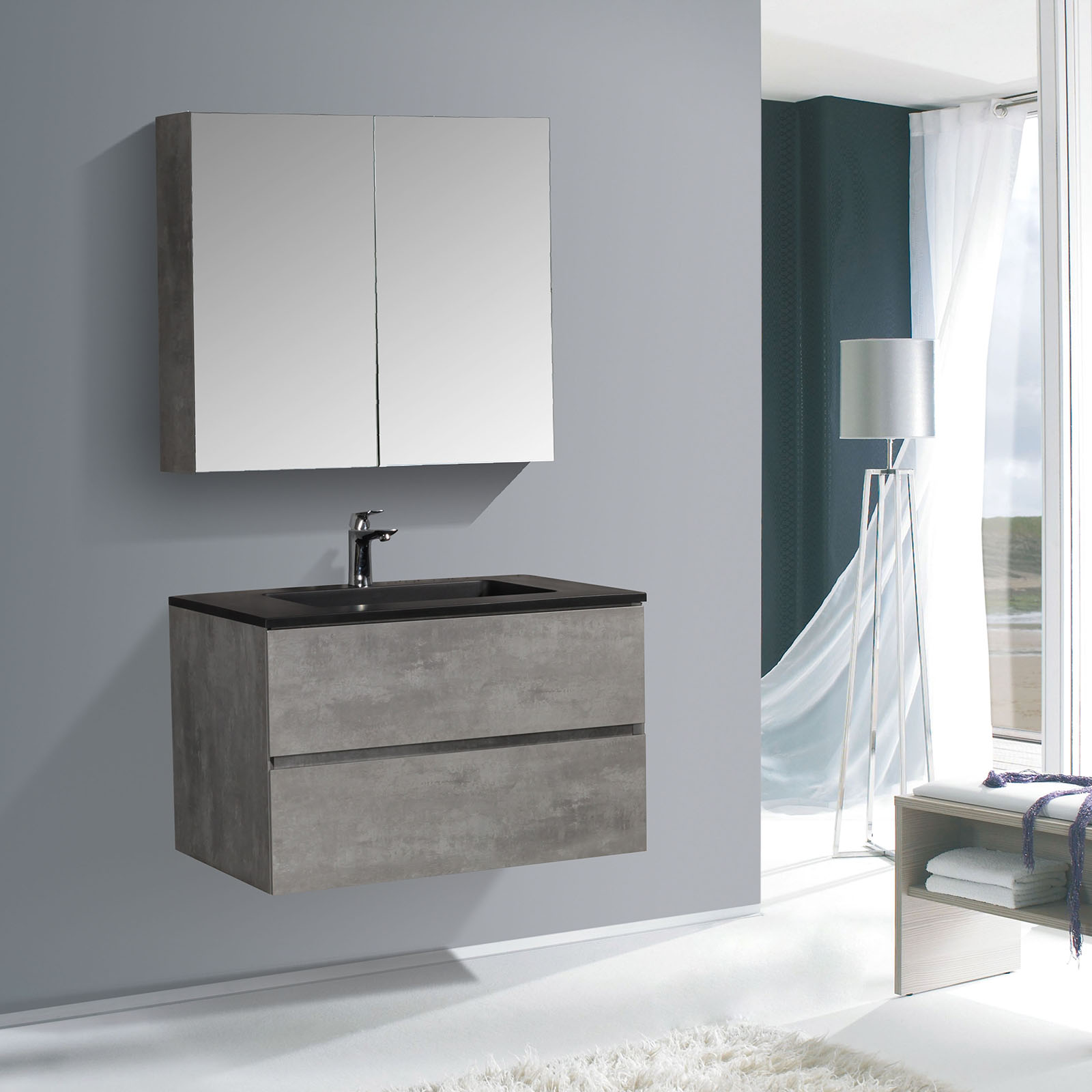 Badkamermeubelset EDGE 850 met wastafel - kleur selecteerbaar Badkamermeubelset EDGE 850 met wastafel - kleur selecteerbaar