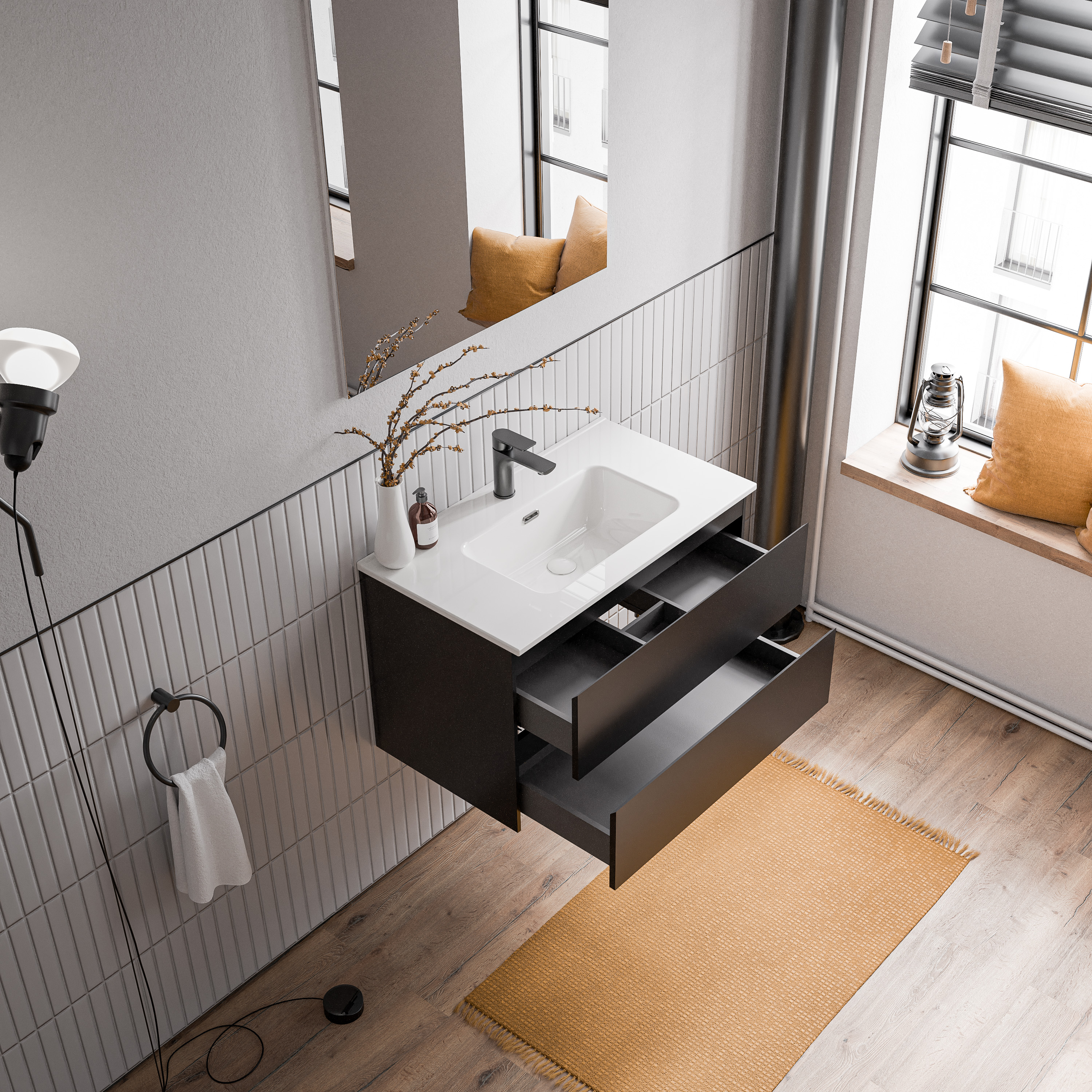 Vanity unit AVA 80 cm with ceramic washbasin - colour selectable 166507