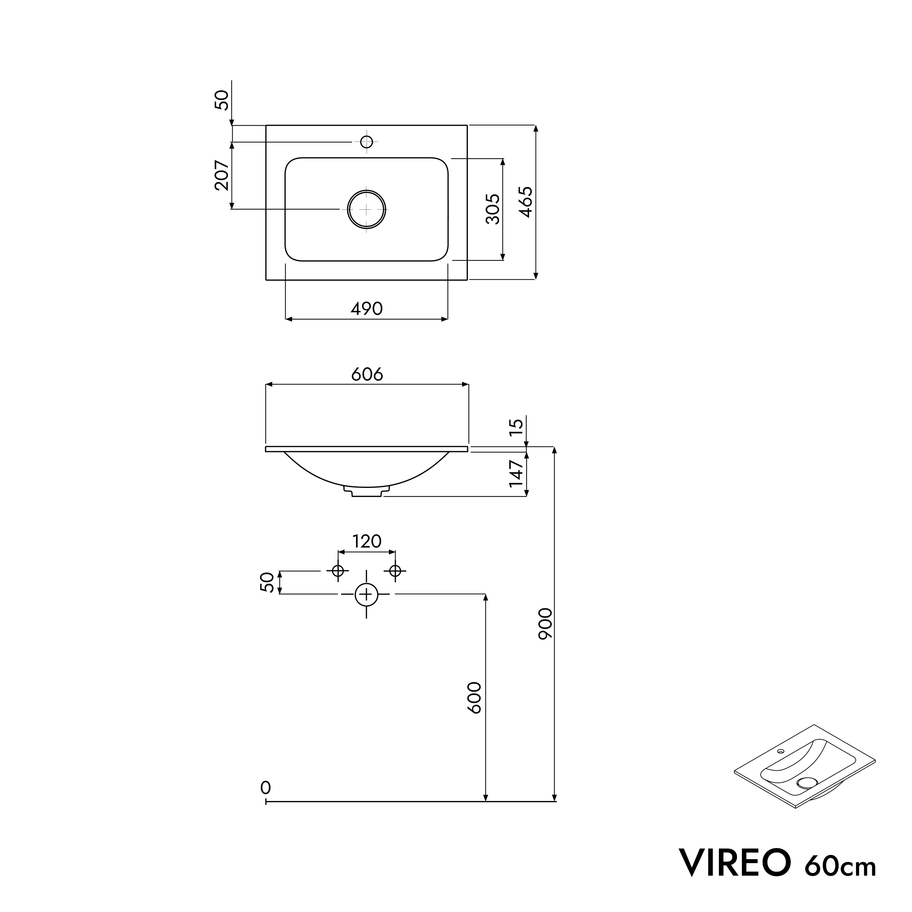 Móvel de casa de banho VIREO 60 cm com lavatório de mineral fundido CREAM - cor selecionável Móvel de casa de banho VIREO 60 cm com lavatório de mineral fundido CREAM - cor selecionável
