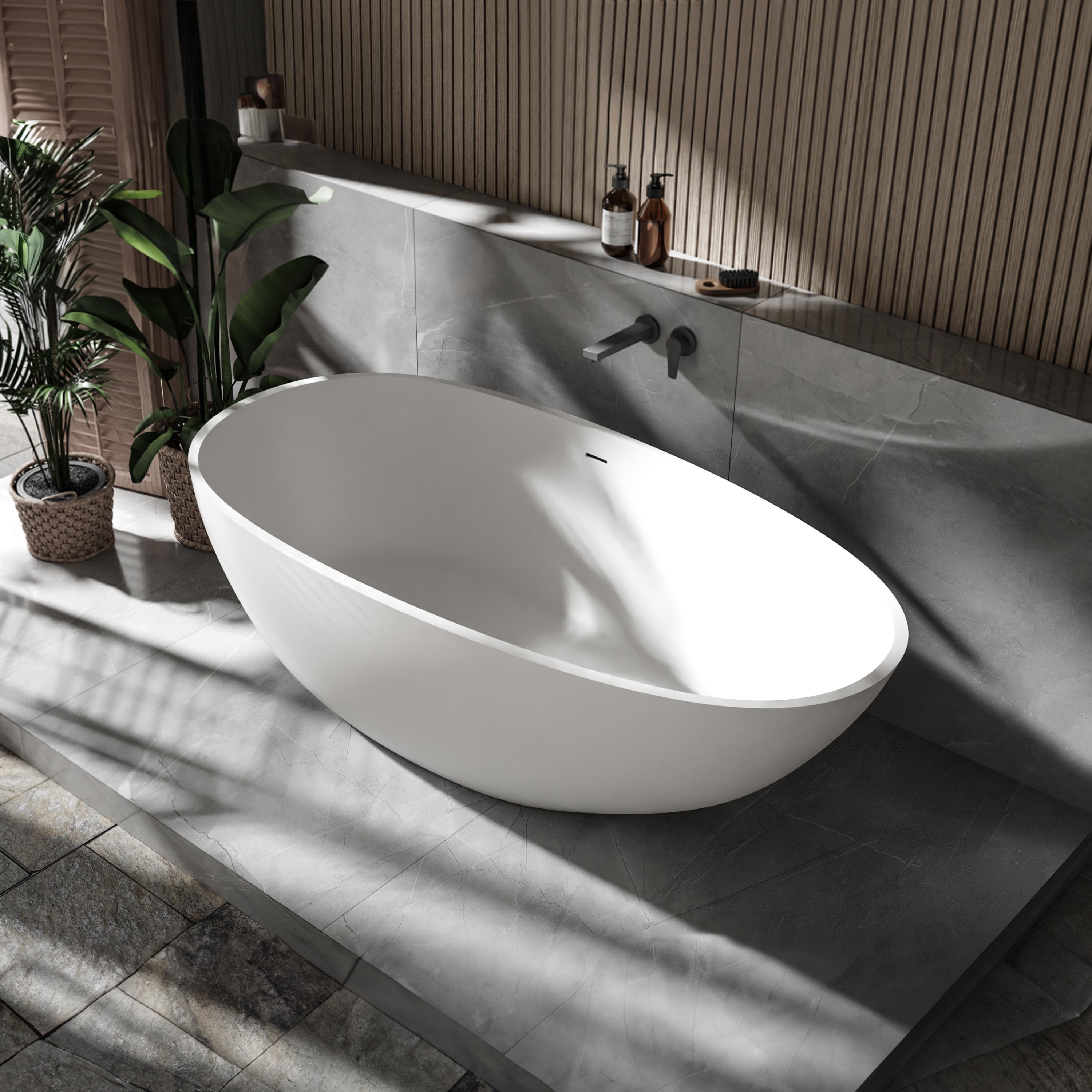 Vasca da bagno autoportante VELA - fusione minerale - dimensioni selezionabili