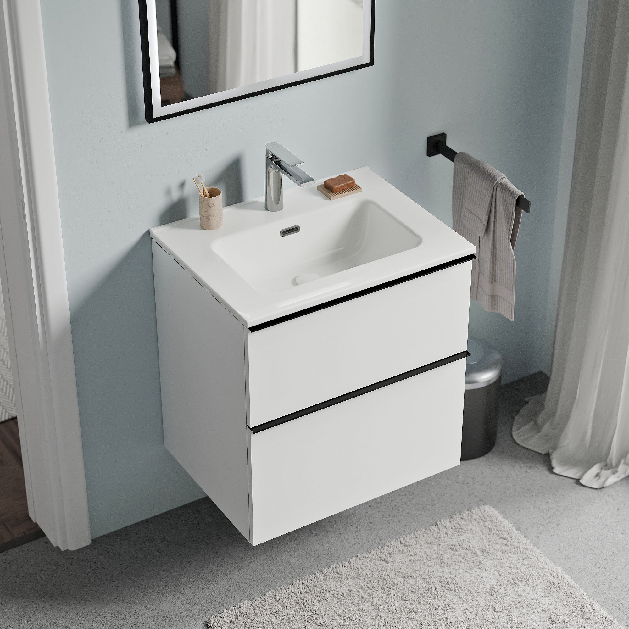 Vanity unit LAVOA 60 cm with washbasin - colour selectable 165735,165737,165739