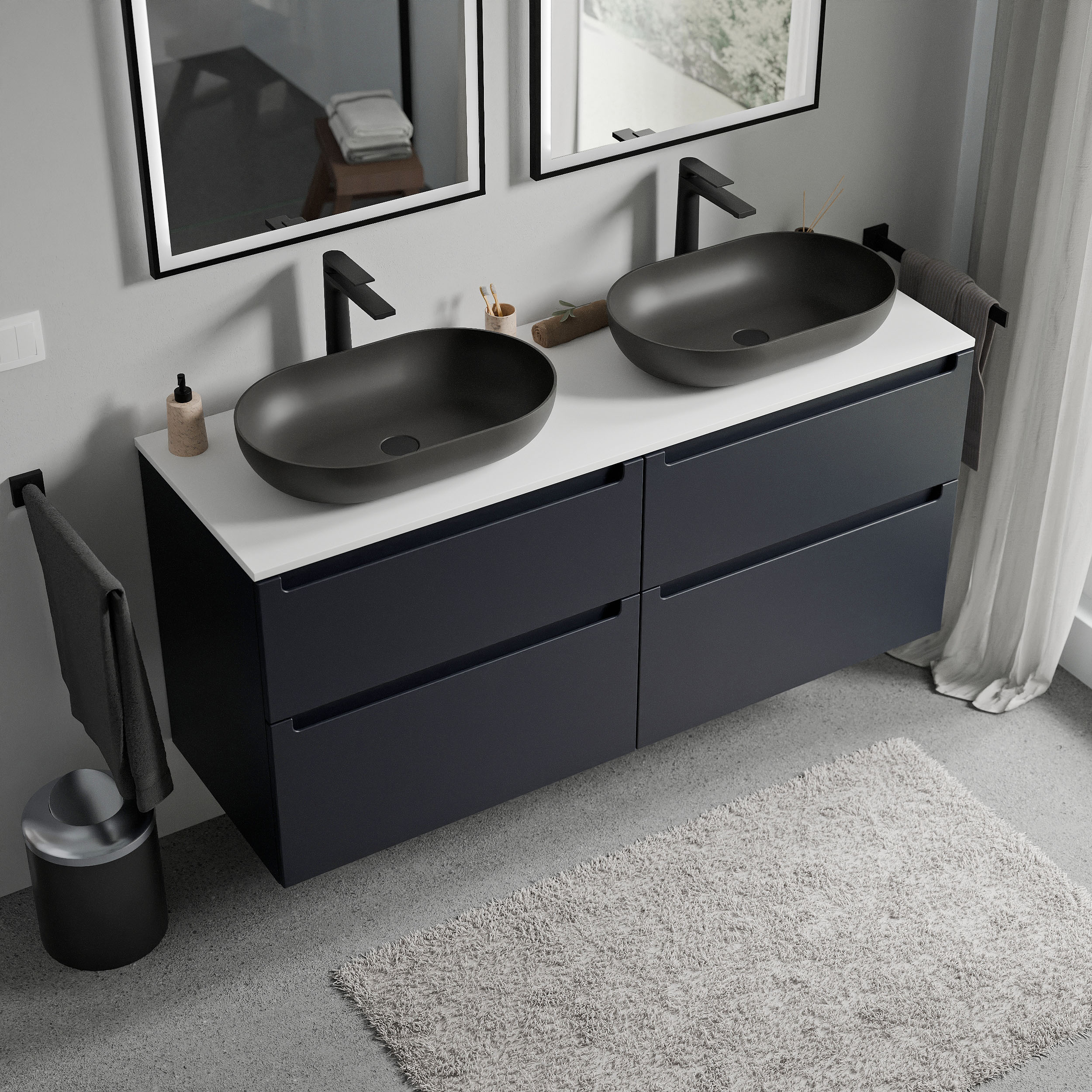 Mueble bajo lavabo VIREO 120 cm para lavabo sobre encimera - color seleccionable 170021