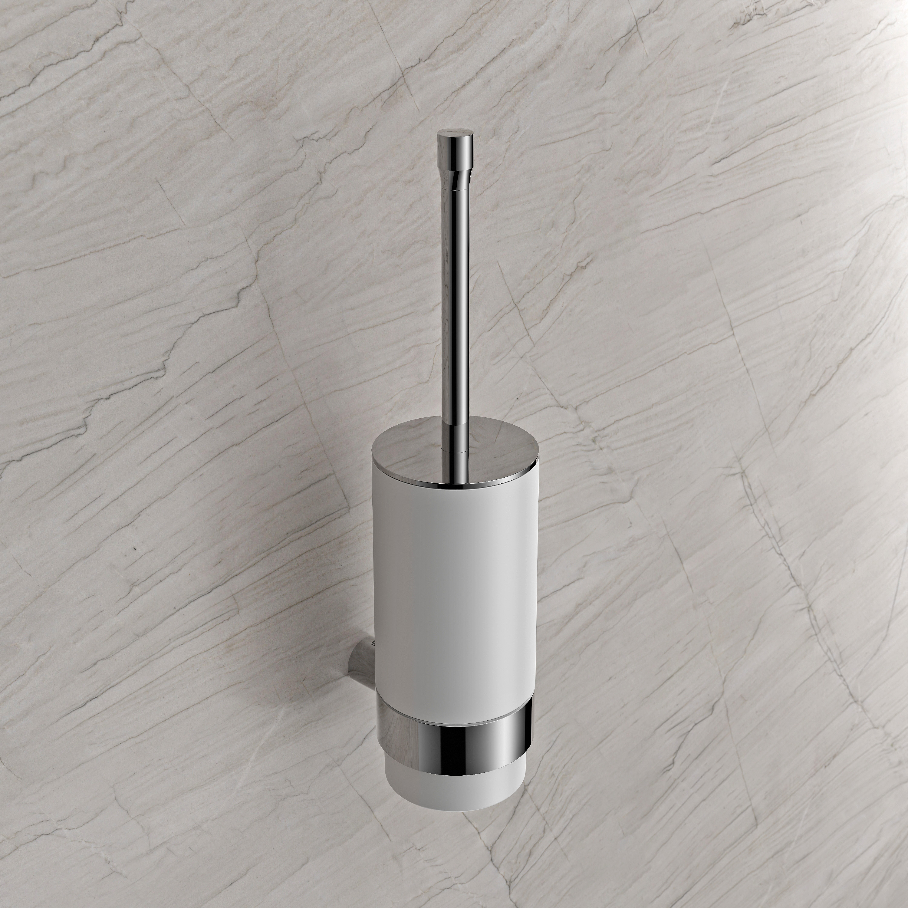 Toilet brush set OLA - Ceramic / Stainless Steel / Silicone - approx. 9.5 x 12.6 x 38 cm Barva: Chrom (vysoký lesk) Toilet brush set OLA - Ceramic / Stainless Steel / Silicone - approx. 9.5 x 12.6 x 38 cm Barva: Chrom (vysoký lesk)