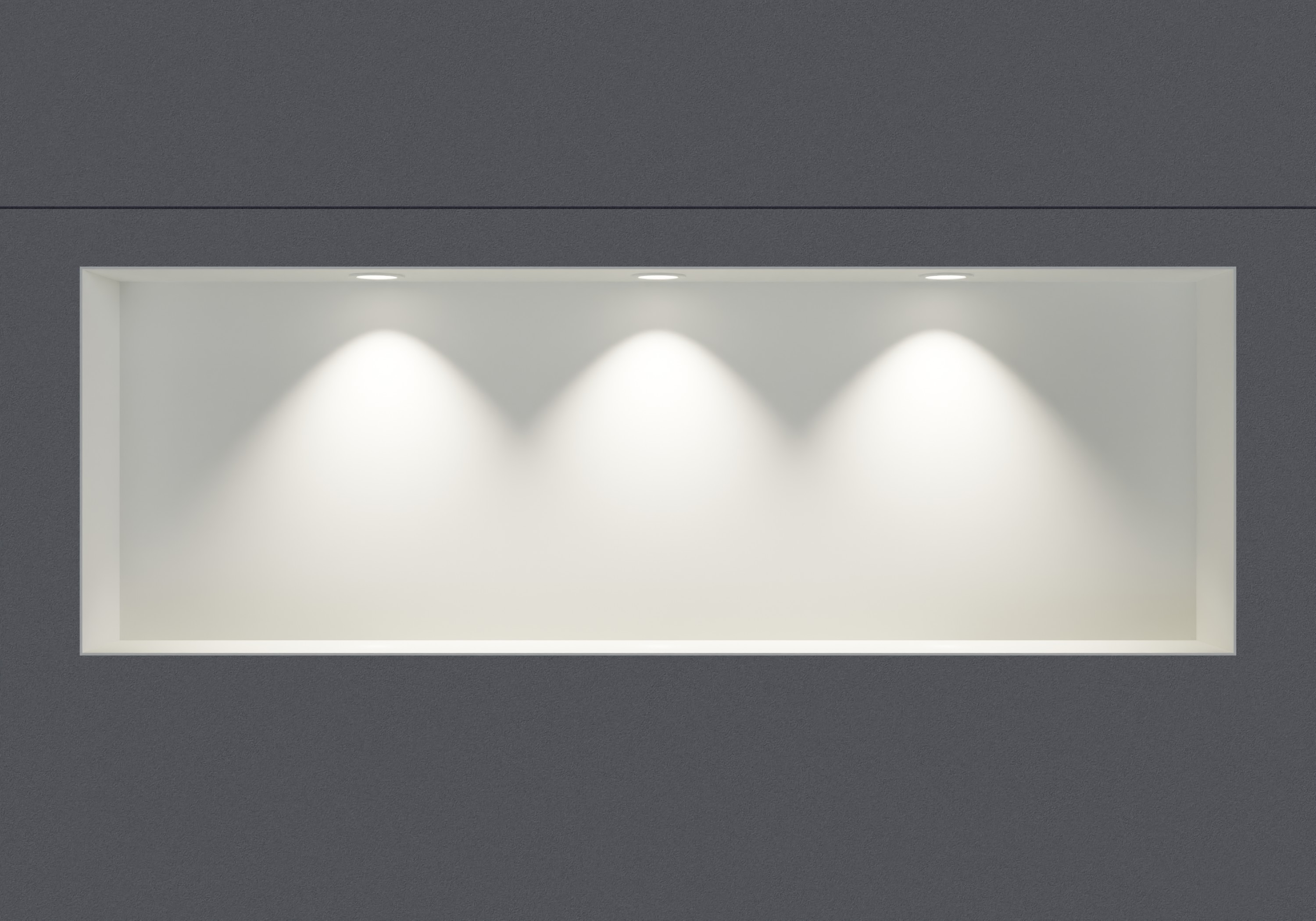 Hornacina de pared de acero inoxidable NT309010X sin borde con punto LED - 30 x 90 x 10 cm (alto x ancho x fondo) - color seleccionable
