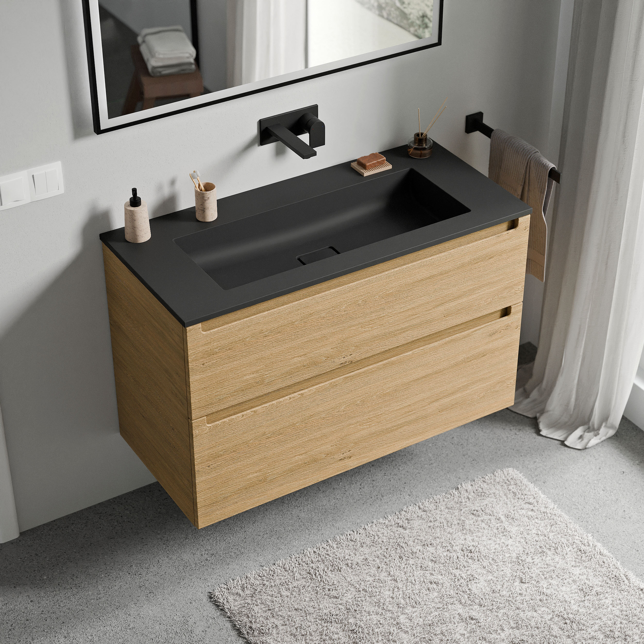 VIREO 100 cm vanity unit with BRUXELLES mineral cast washbasin - choice of colour 167147