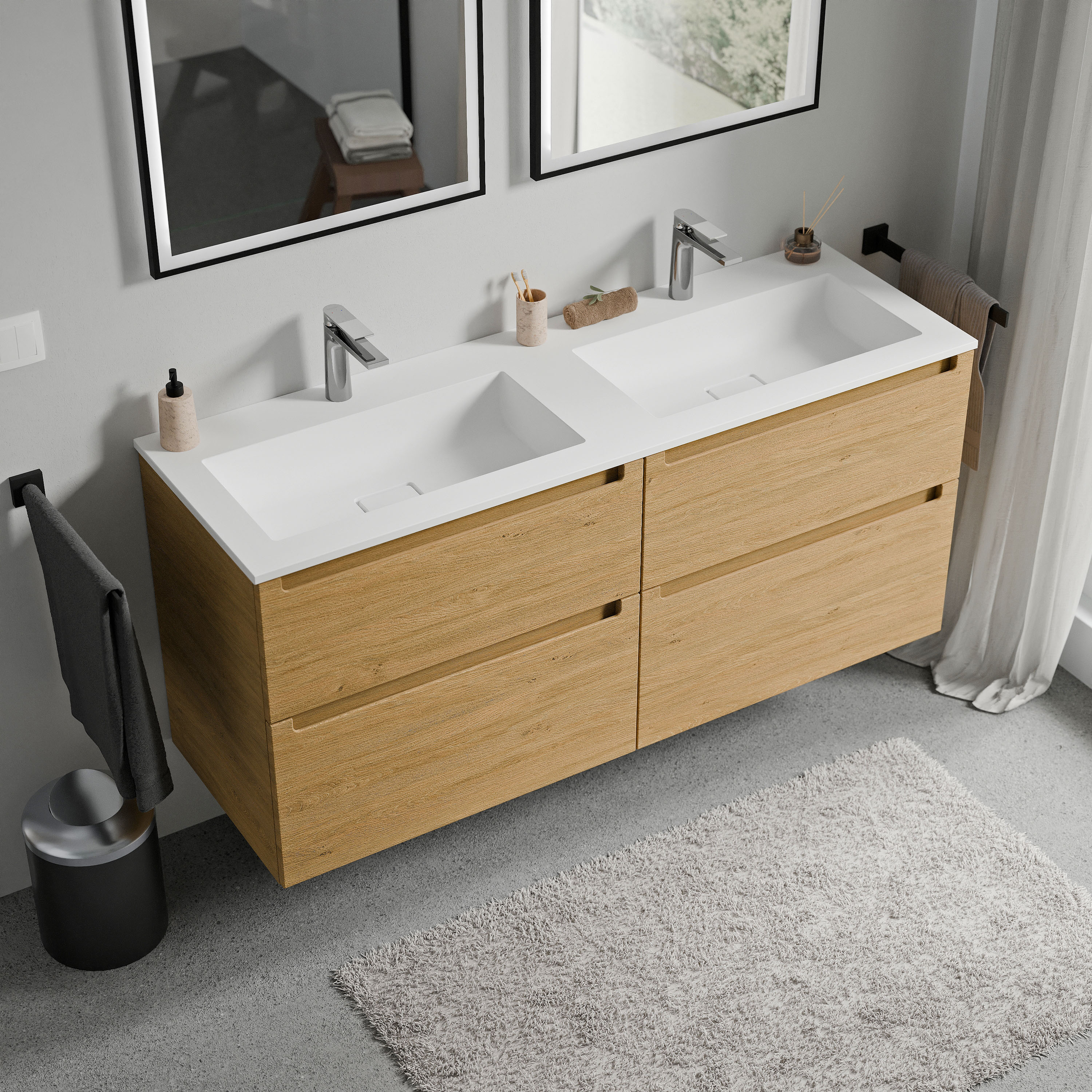 VIREO 120 cm vanity unit with BRUXELLES mineral cast washbasin - choice of colour 167156