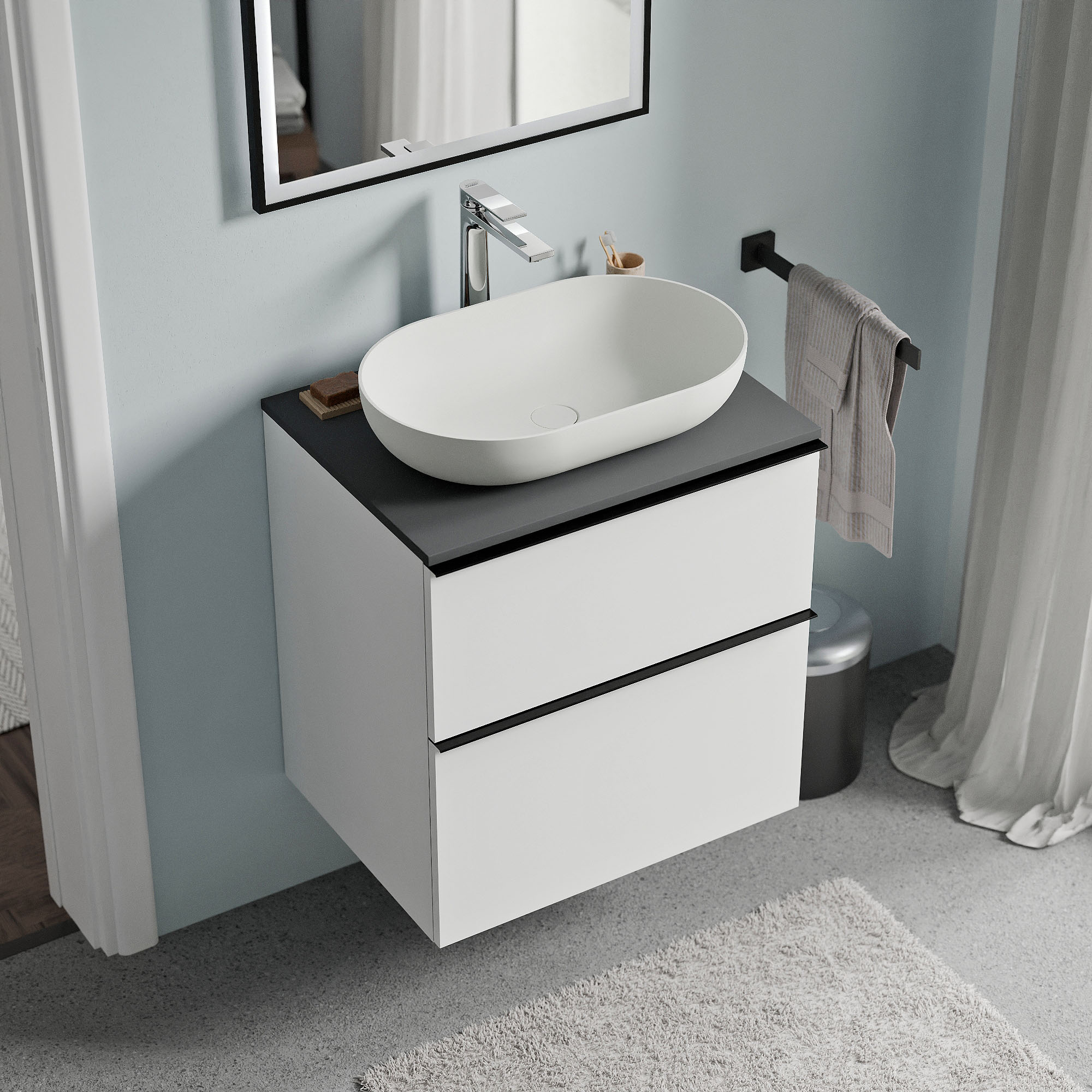 Mobile bagno LAVOA 60 cm per lavabo da appoggio - colore selezionabile 166881,166883,166887