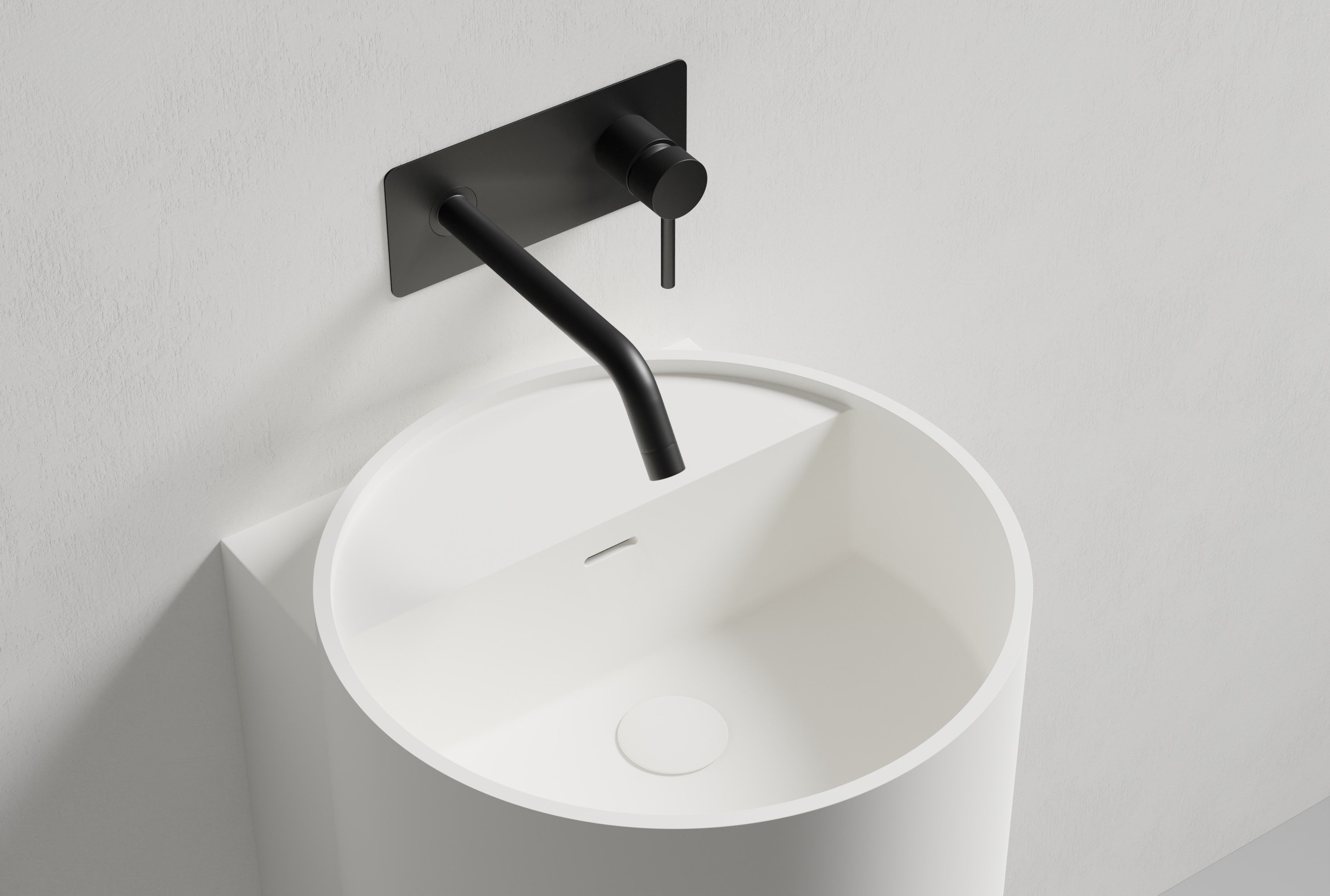 Lavabo de pared blanco mate NT2440 - Superficie sólida - 40 x 42 x 45 cm 