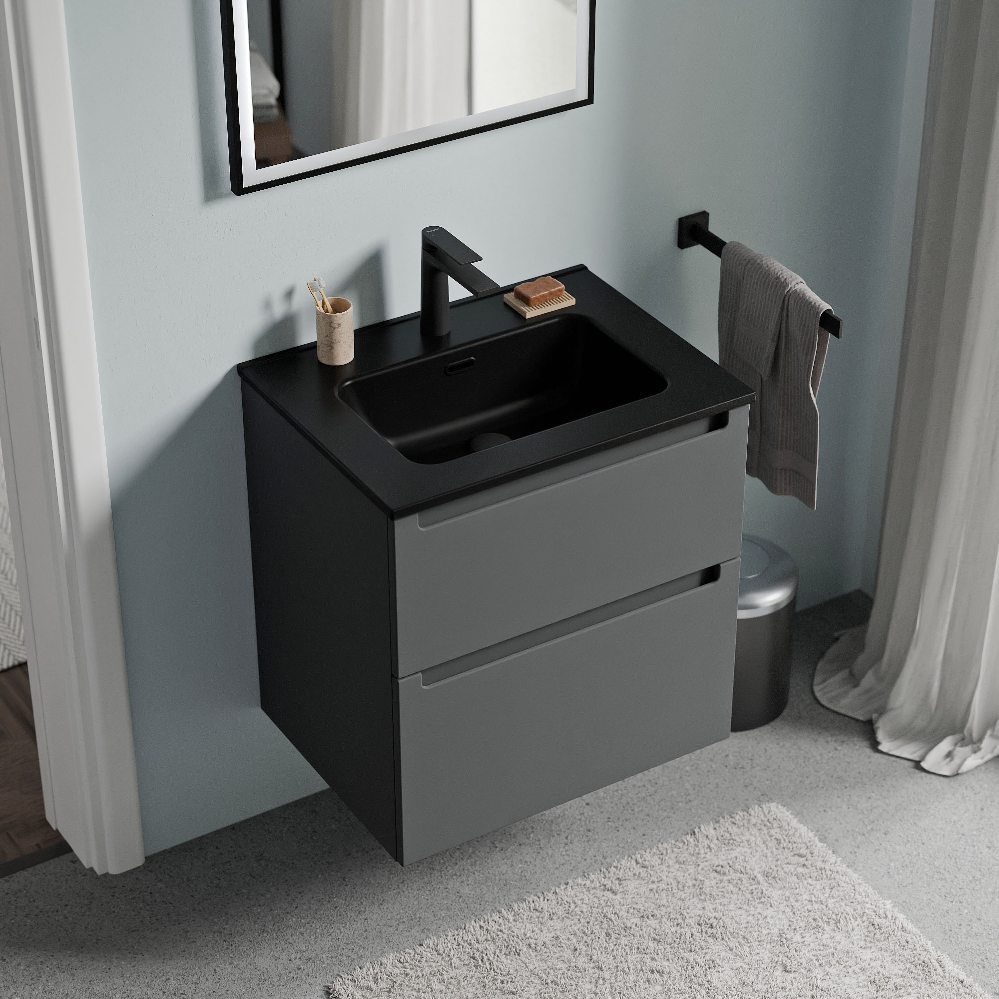 Mueble lavabo VIREO 60 cm con lavabo negro - color a elegir 165924
