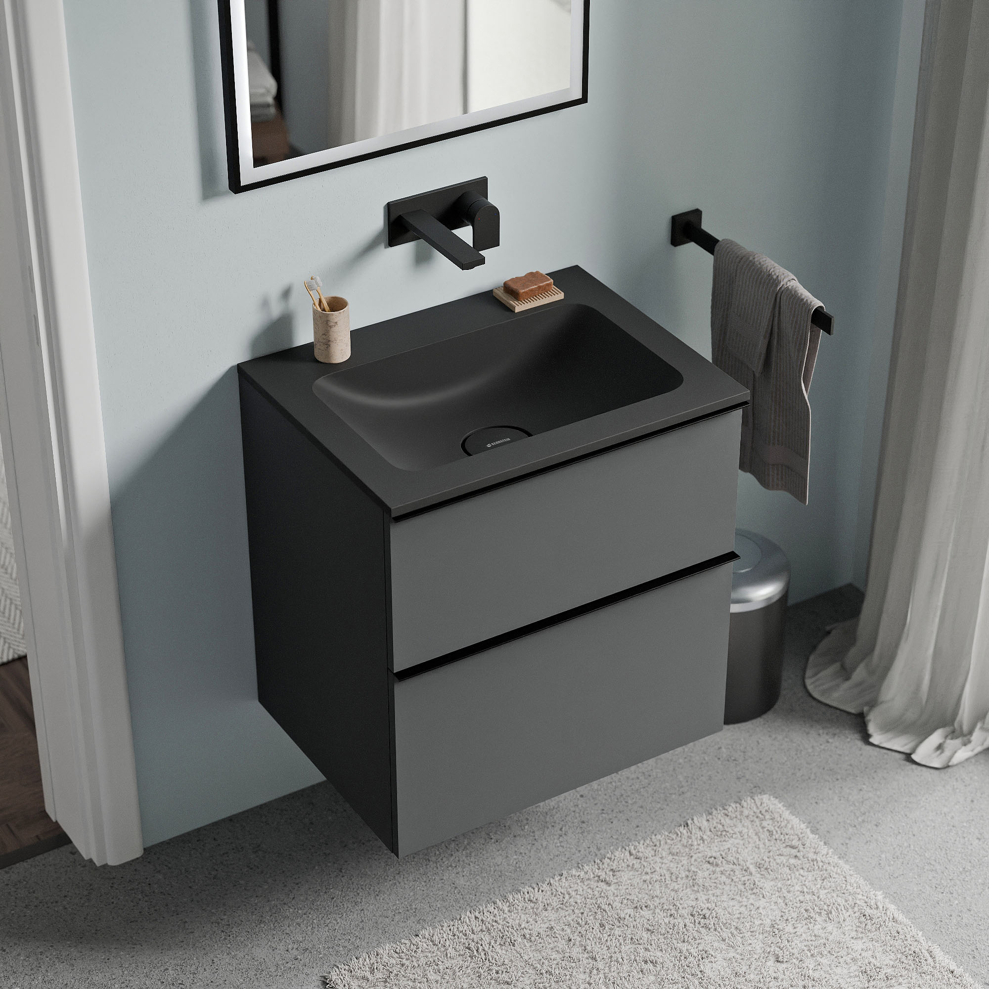 Mobile LAVOA 60 cm con lavabo CREAM in mineralguss - colore selezionabile 167174,167178,167182