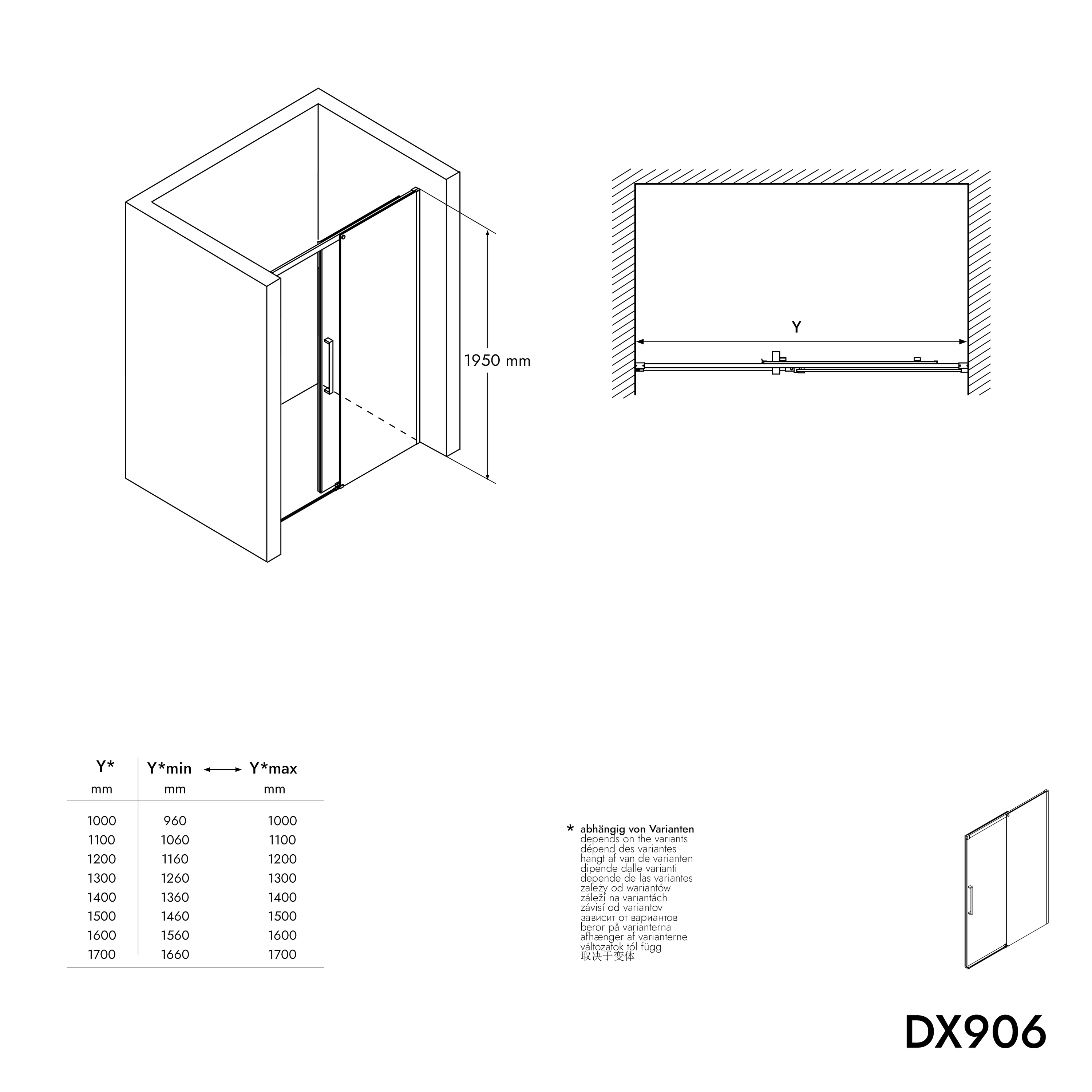 Soft-Close Sliding Door Shower Enclosure DX906 FLEX - 8 mm Nano transparent safety glass- selectable width Soft-Close Sliding Door Shower Enclosure DX906 FLEX - 8 mm Nano transparent safety glass- selectable width