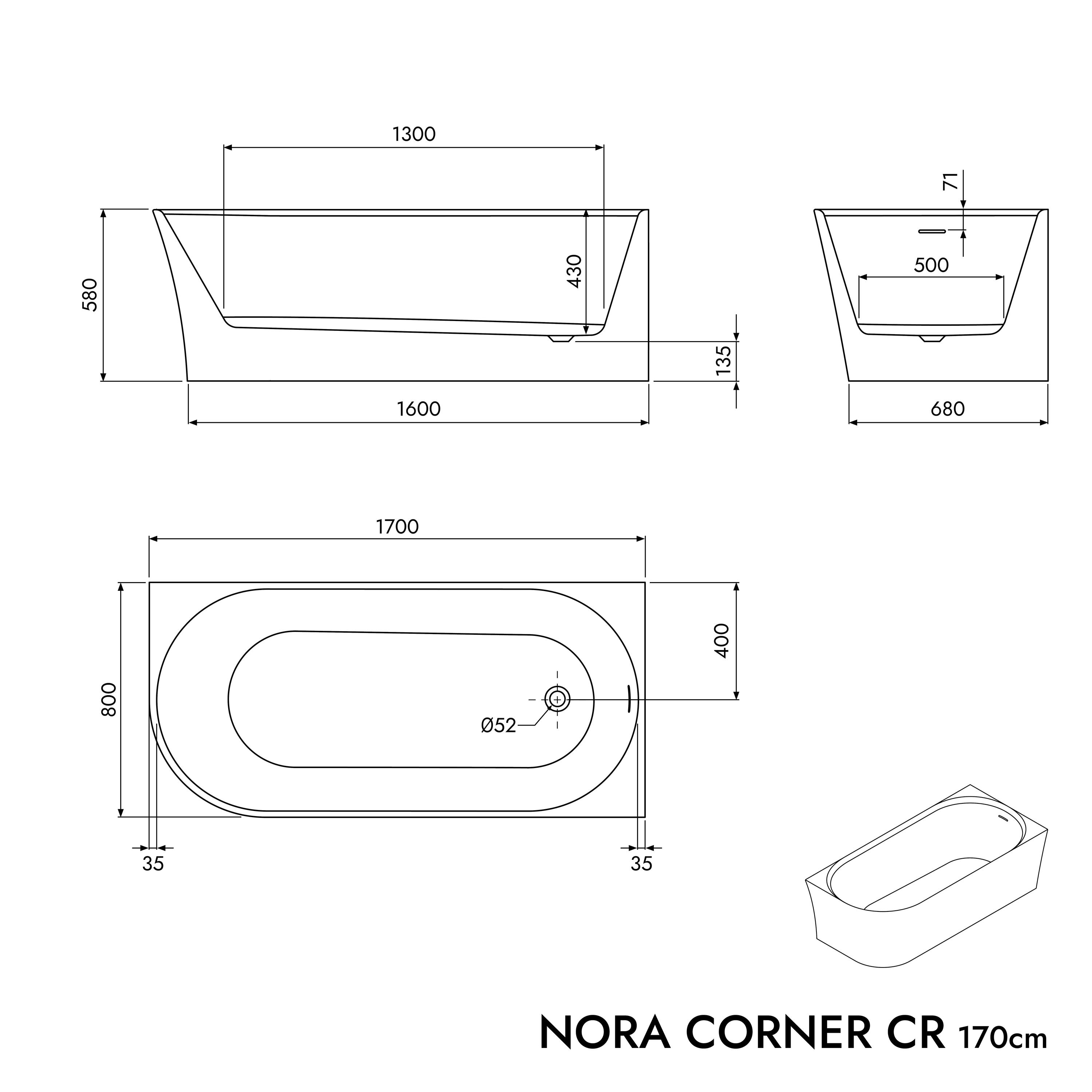 Bañera semi independiente ahorradora de espacio NORA CORNER Acrílico Blanco Mate - 170 x 80 cm - Instalación a la derecha Bañera semi independiente ahorradora de espacio NORA CORNER Acrílico Blanco Mate - 170 x 80 cm - Instalación a la derecha
