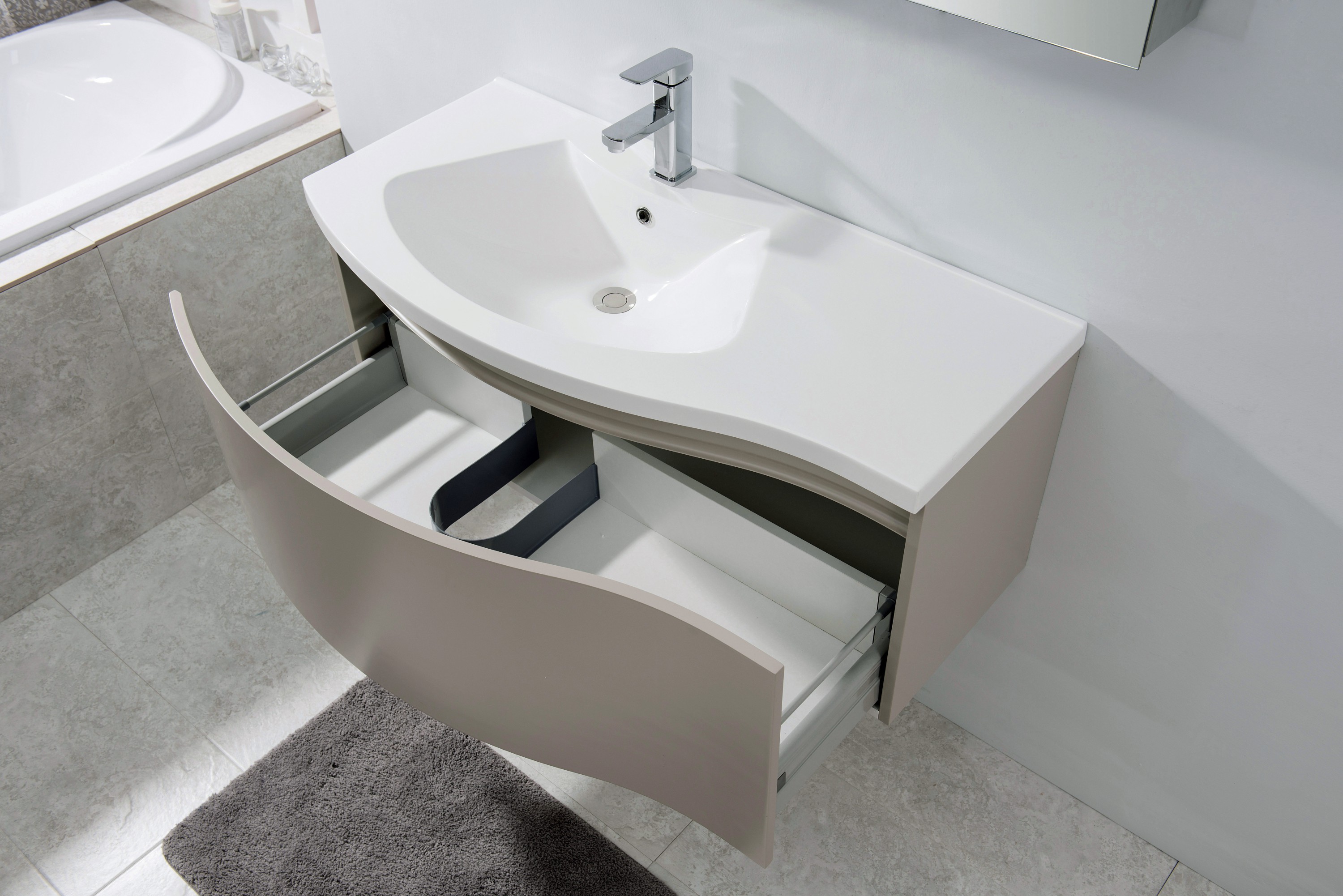 Lena 1000 bathroom furniture set with washbasin - Matt taupe Lena 1000 bathroom furniture set with washbasin - Matt taupe