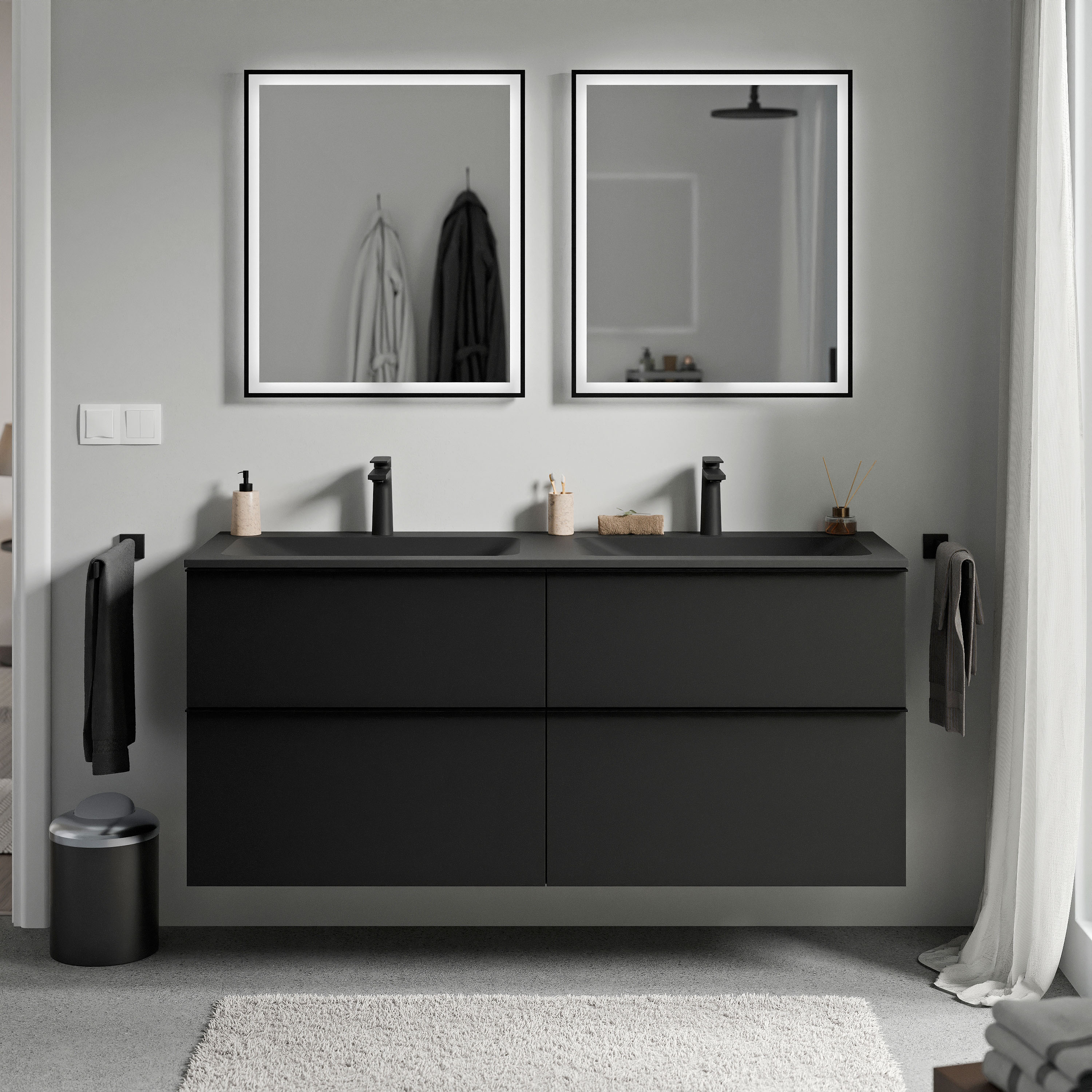 Mobiletto LAVOA 120 cm con lavabo in fusione minerale CREAM - colore selezionabile 169420,169424,169428